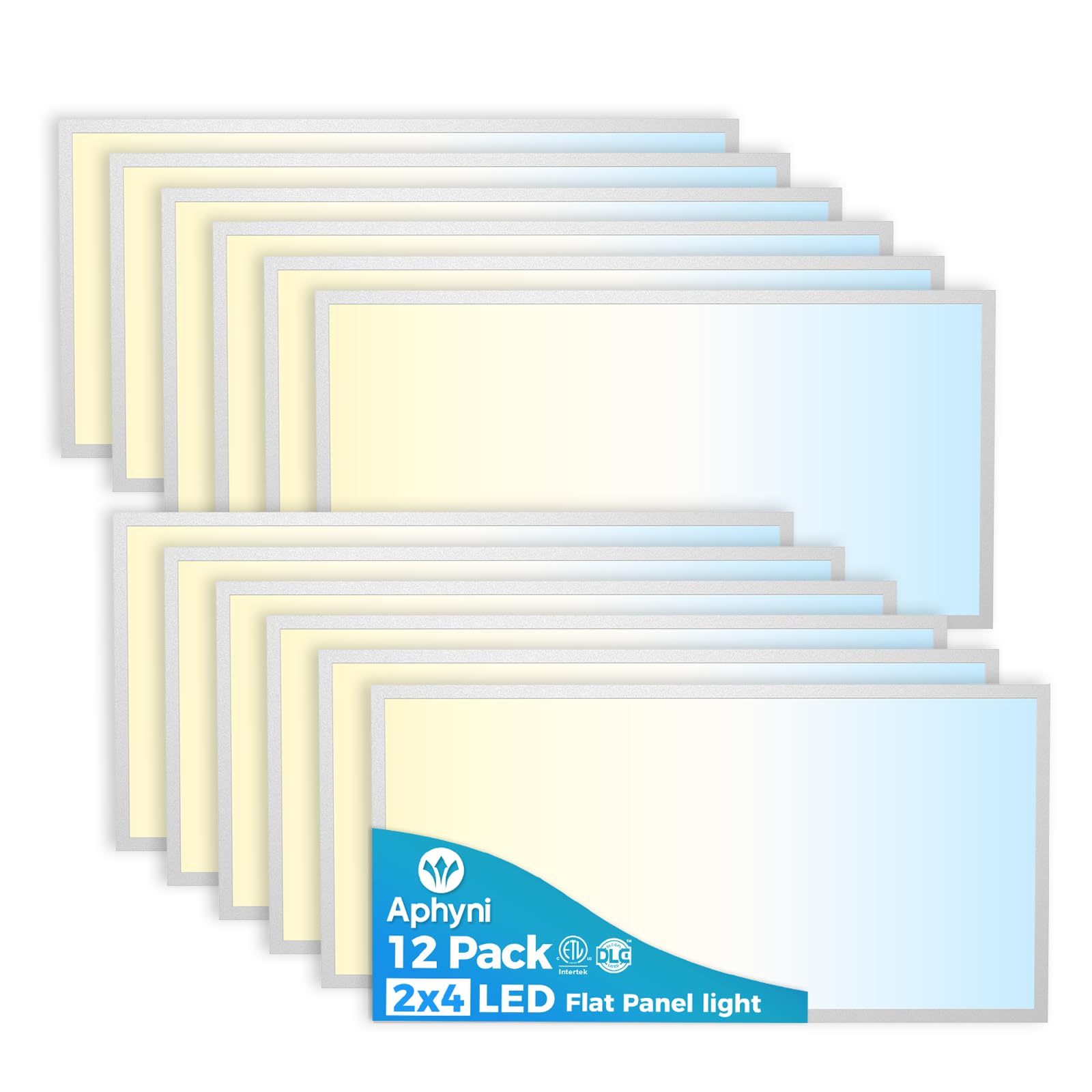 Aphyni 12 Pack 2X4 Led Flat Panel Light, 50W 6600Lm Drop Ceiling Light Fixture, Selectable Color Temperature 4000K/5000K/6000K, 