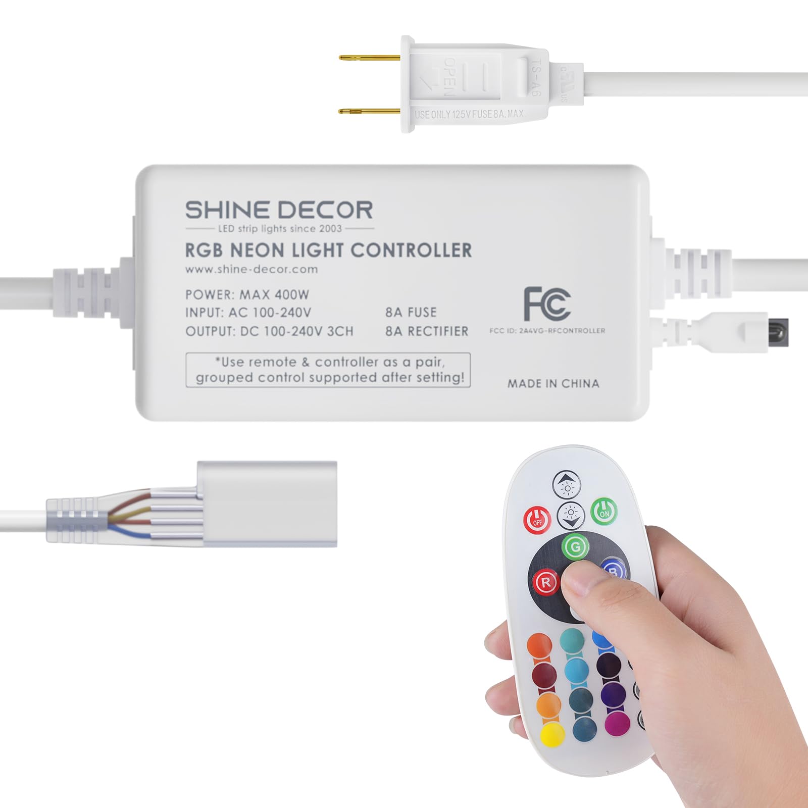 Led Neon Rope Controller Shine Decor LED RGB Neon Rope Light Controller with Remote, Multicolor ...