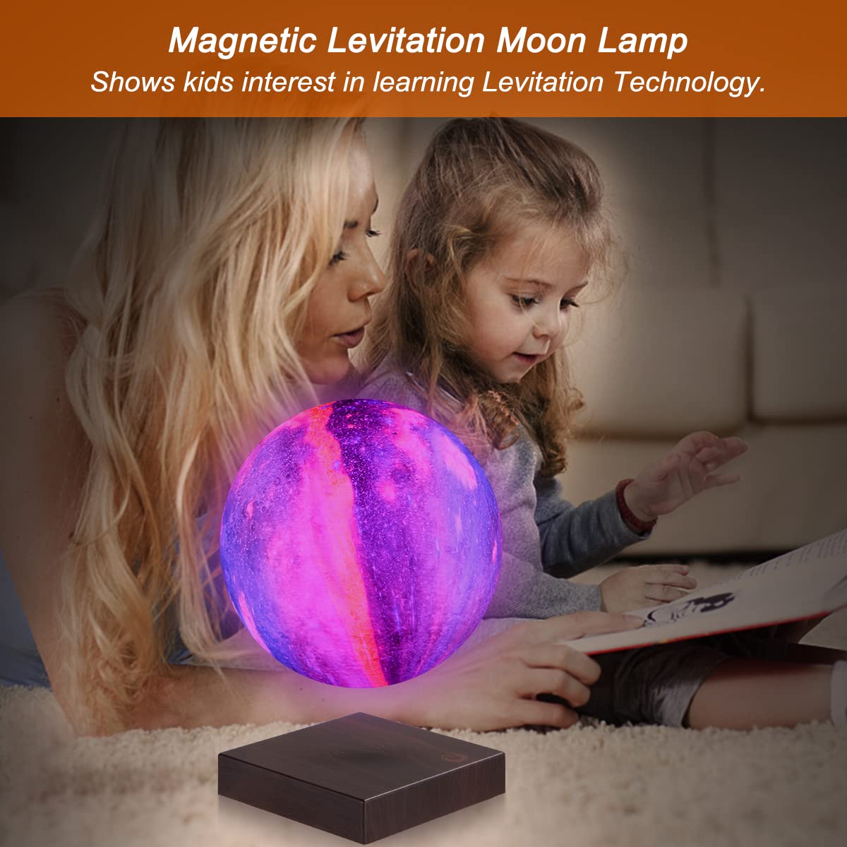 Vgazer Magnetic Levitation Moon Lamp Globe Night Light Floating 3D Moon Led Colorful Light For Home Decoration Table Lamp