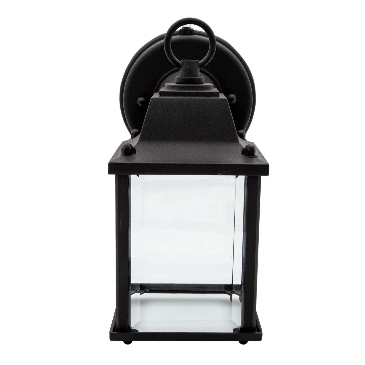Maxxima LED Porch Lantern - Black Outdoor Wall Light, 3000K Warm White, 650 Lumens, Dusk to Dawn Sensor, Model 43237-2