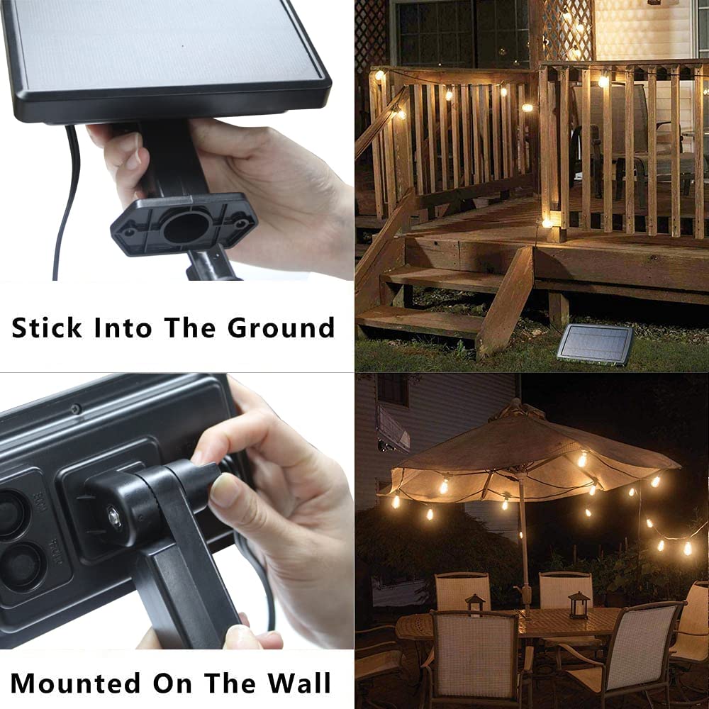 SUNTHIN Solar String Lights - 48ft Waterproof & Shatterproof Patio Lights, USB Rechargeable, Black Bulbs for Garden, Yard, Camping