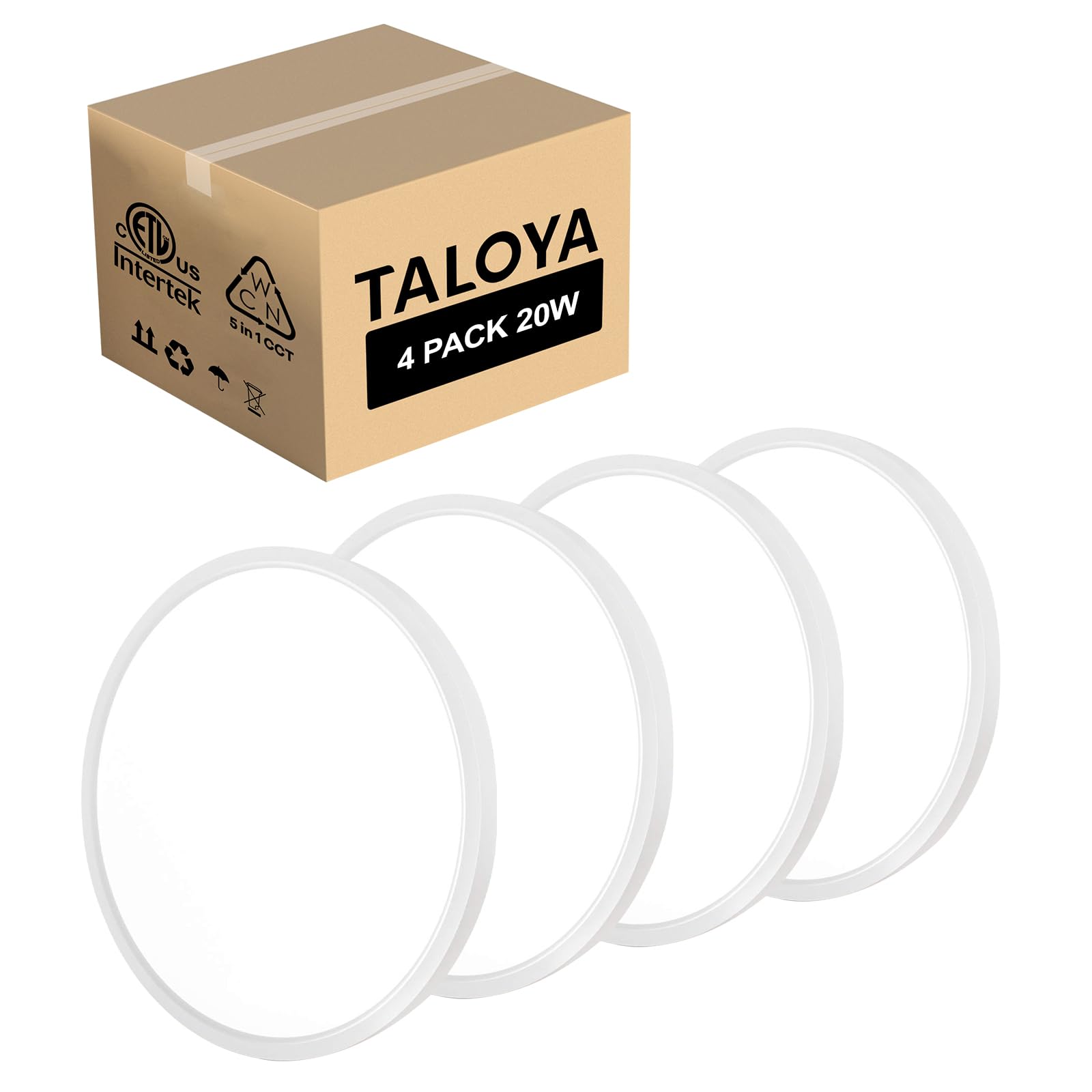 Taloya 12 Inch Flush Mount Ceiling Light, 4 Pack, Super Slim Led Fixture, 3000K-6500K, White, Ideal For Closet, Dining Room, Garage