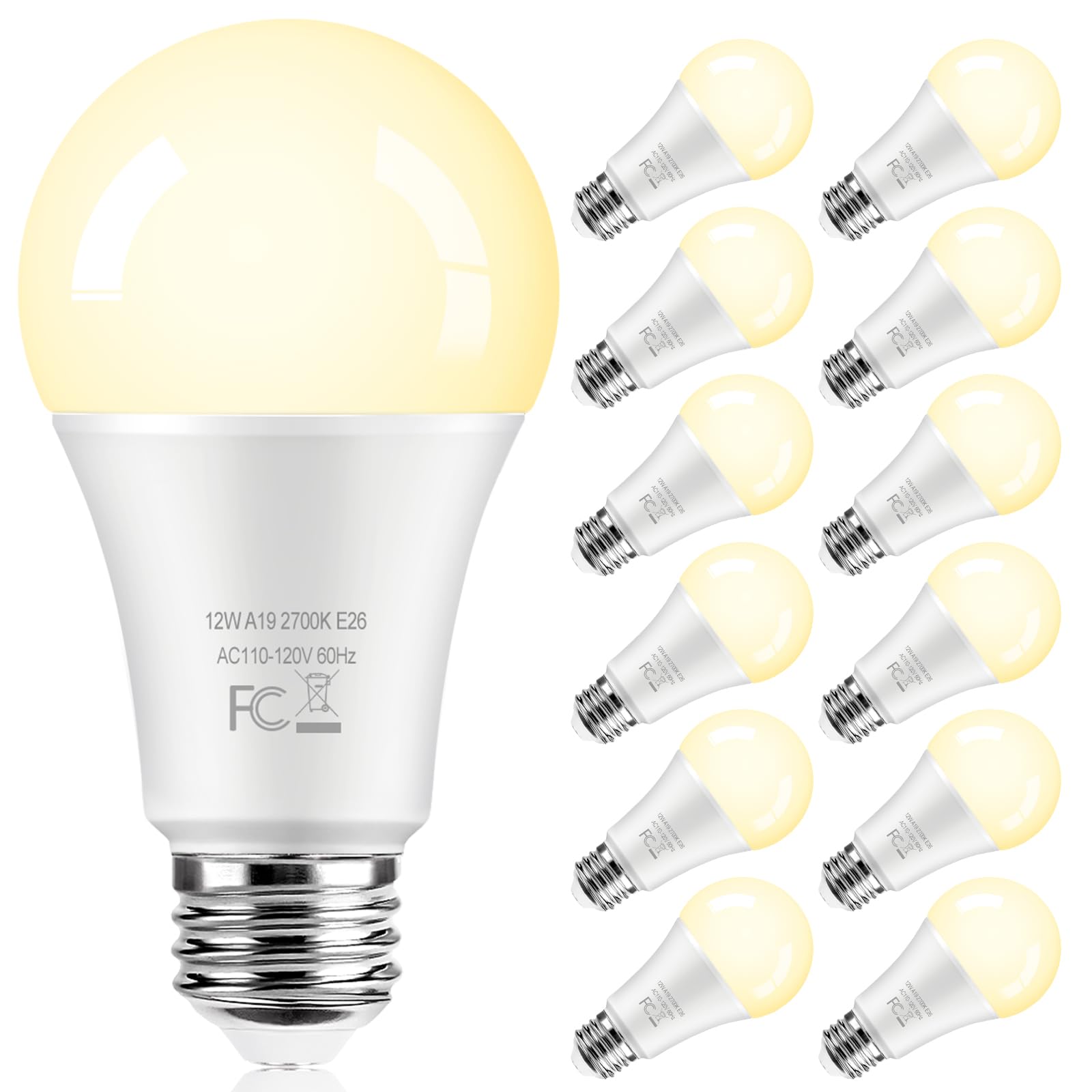 Led Light Bulbs 100Watt Equivalent 1400Lm Super Bright, A19 Warm White Light Bulbs 2700K, Standard E26 Medium Screw Base Led Bul
