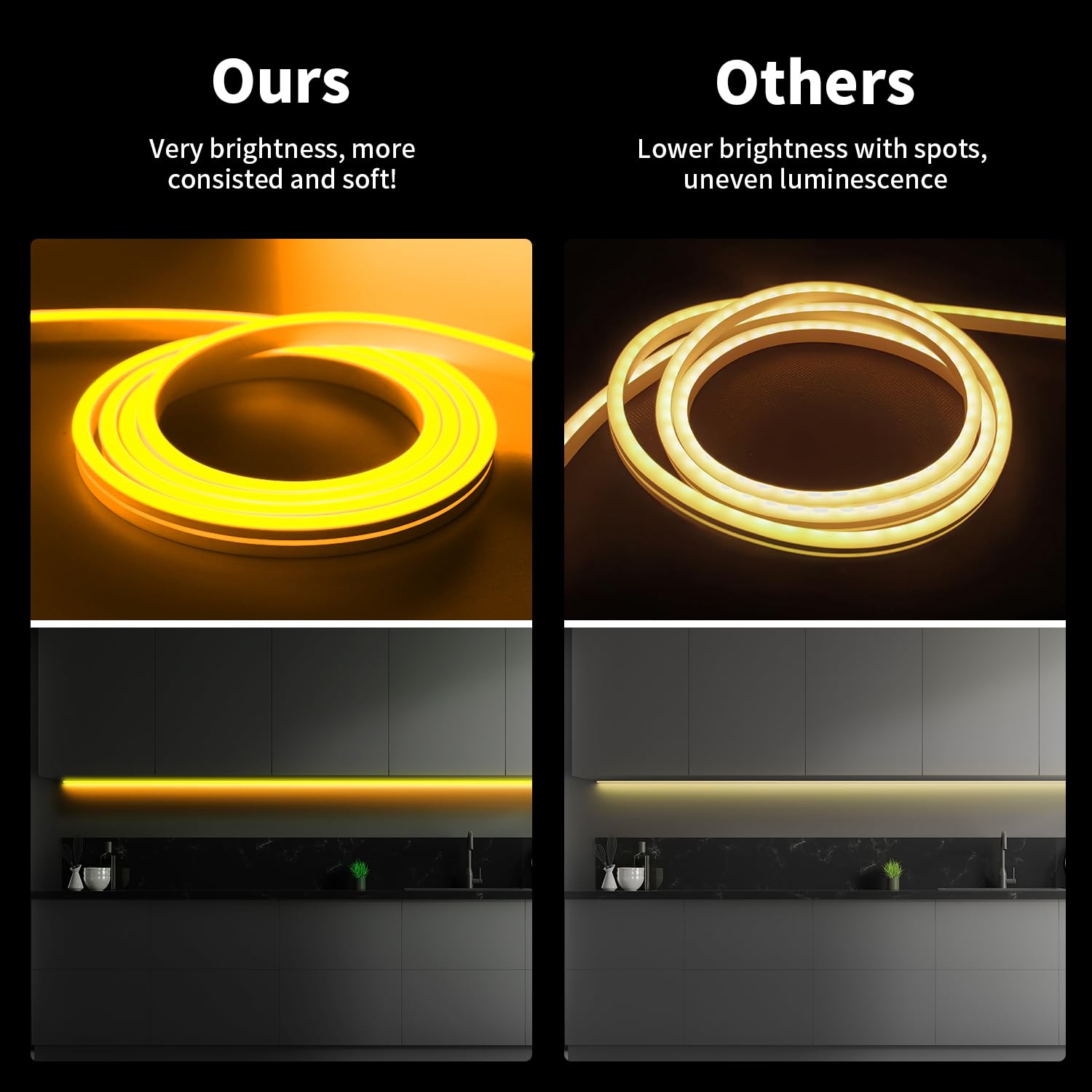 iNextStation LED Neon Strip Light 16.4ft 12V Waterproof Flexible Yellow Model LEDUNIYE283501