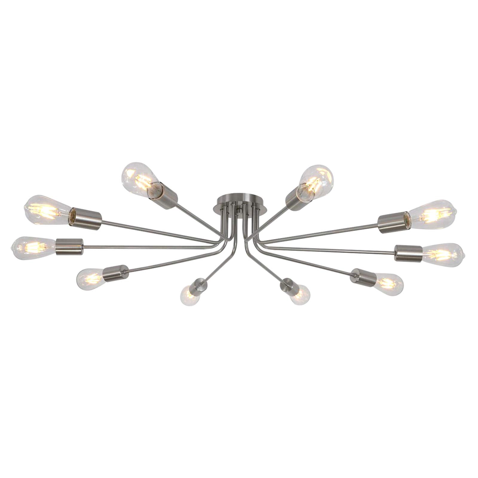 Tuluce 10 Light Sputnik Chandelier Brushed Nickel Ceiling Light Semi Flush Mount Light Ceiling Lamp For Kitchen Dining Room Livi