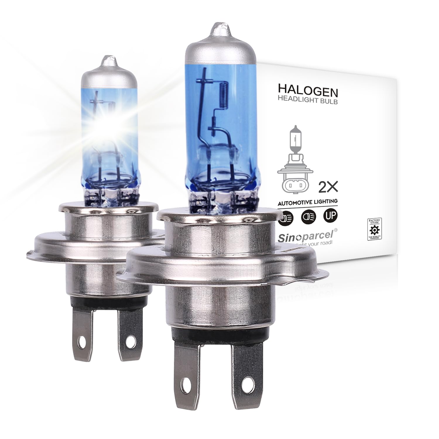 Sinoparcel H7 Halogen Headlight Bulbs, 5000K White, 270% Brighter, High/Low Beam, Pack of 2