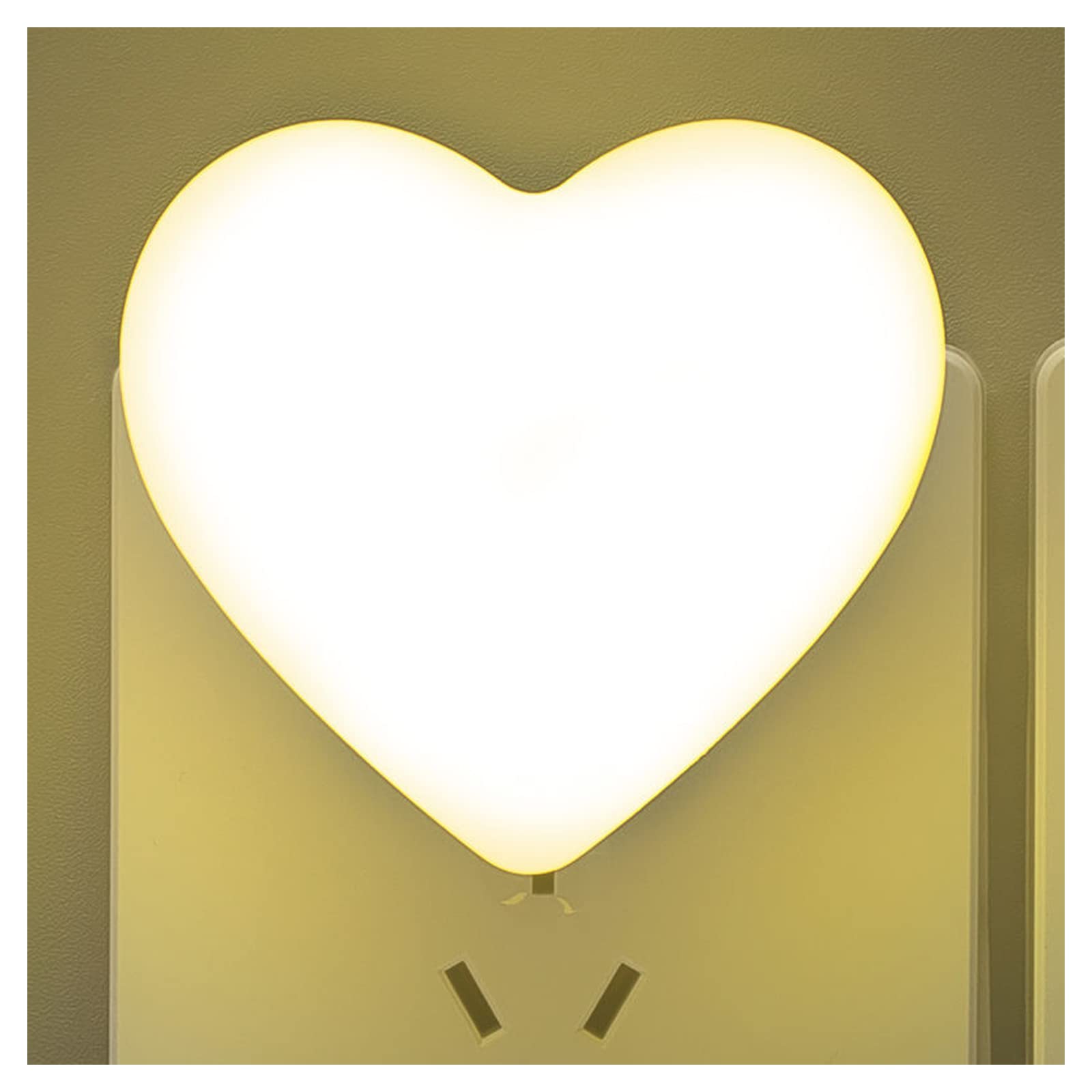 Etigood Heart Shape Nursery Night Light with Auto Dusk to Dawn Sensor, Soft Warm White, Yellow, Model Heart-01