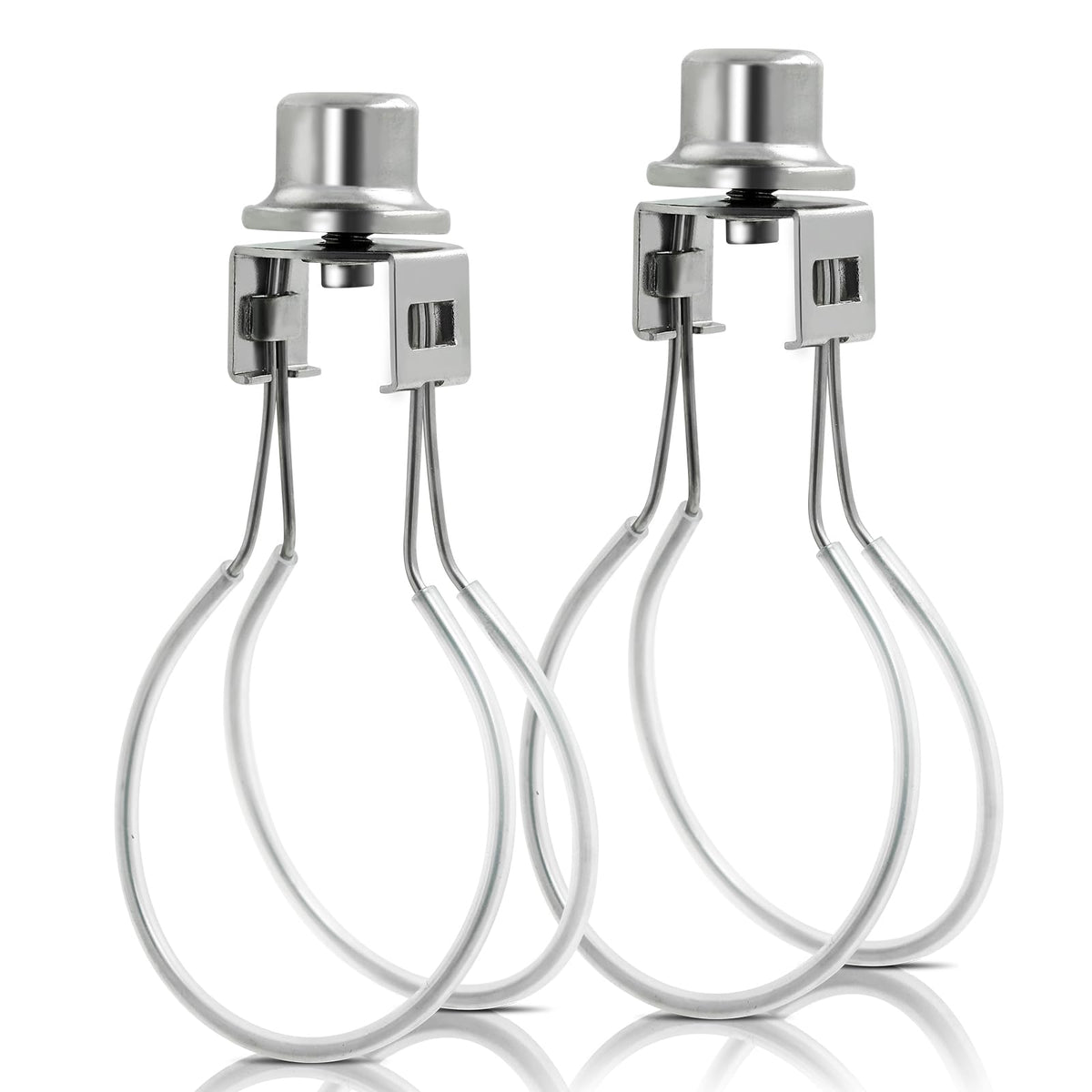 Emnooti Lamp Shade Light Bulb Clip Adapter,Lamp Shade Holder Includes Finial And Lampshade Levellers To Keep Lamp Shade In Place,Clip On Lampshade Adapter (Nickel Color - 2Pcs / Pack)