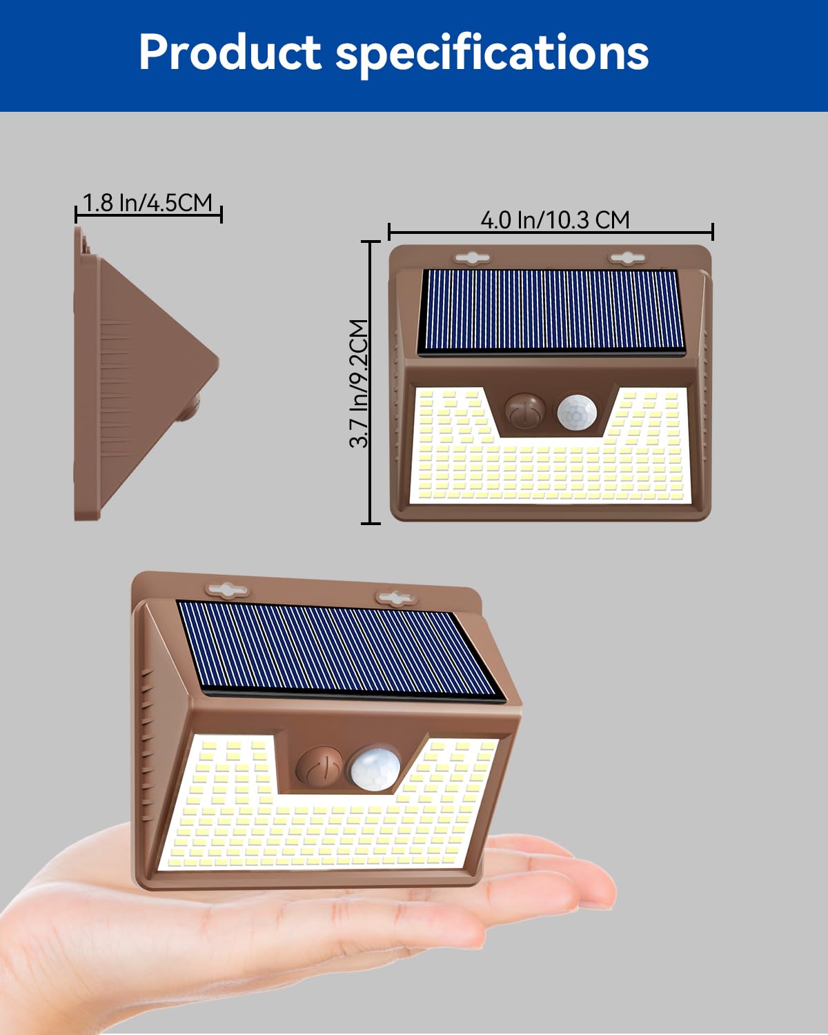 Peasur Solar Lights Outdoor Motion Sensor Waterproof 8 Pack, 140LED, Brown Frame, Plastic, 3 Modes for Garden Yard