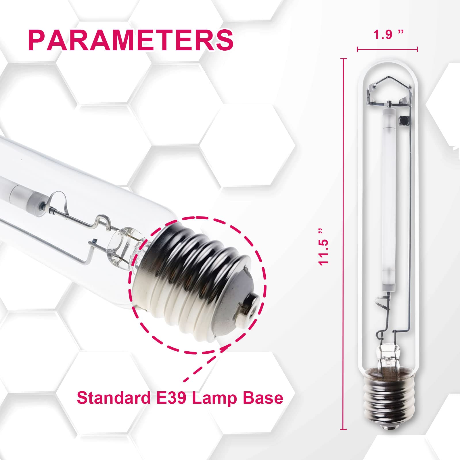 Gruotvszak Hps 600 Watt Grow Light Bulb E39 1150?mol Ultra Ppf 20% To 40% Par Increases Concentrate On Red Spectrum 90000 Lumens High Pressure Sodium 2-Pack