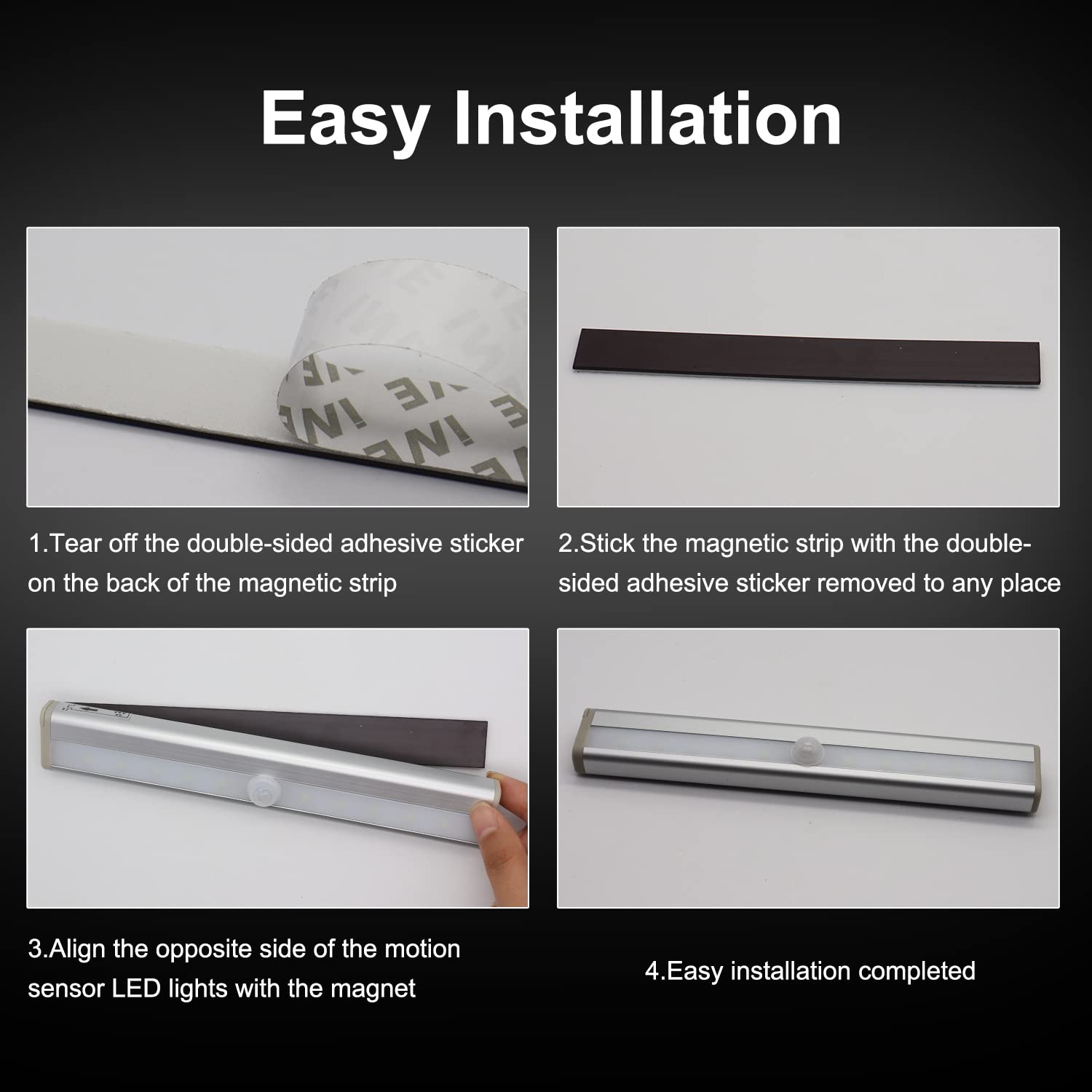 CCBASEBALL RV Step Lights, Motion Activated, 10 LED, Battery Operated, White, Model RV Step Lights-1, 2 Pack