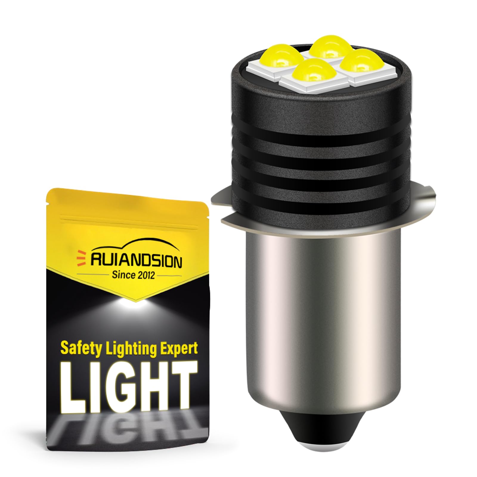 Ruiandsion P13.5S LED Flashlight Bulb 3V 3030 4SMD Chips LED Replacement Bulb for 2 Cells C&D Flashlights Torch Work Light Non-D