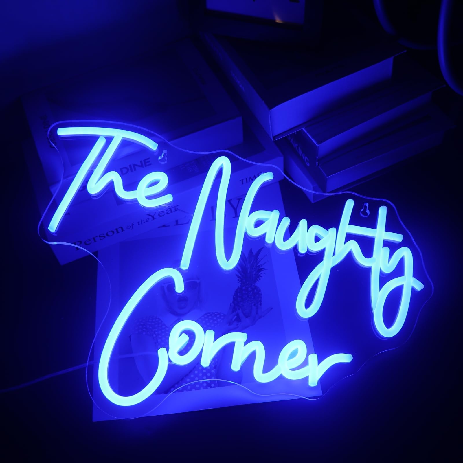 Qiaofei Led The Naughty Corner Neon Sign Word/Letters Usb Powered Neon Lights For Girls Room Home Bar Art Wall Decor Party Window Living Room Decor Birthday Christmas Gift(Blue)
