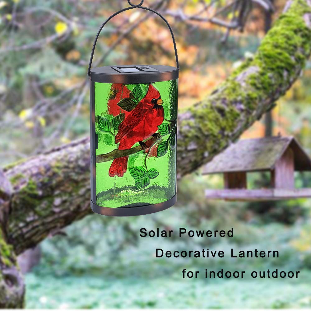 MUMTOP Hanging Solar Lantern - Waterproof LED Tabletop Lamp, Green-Red, Model ohrm005 for Outdoor Patio Garden Decor