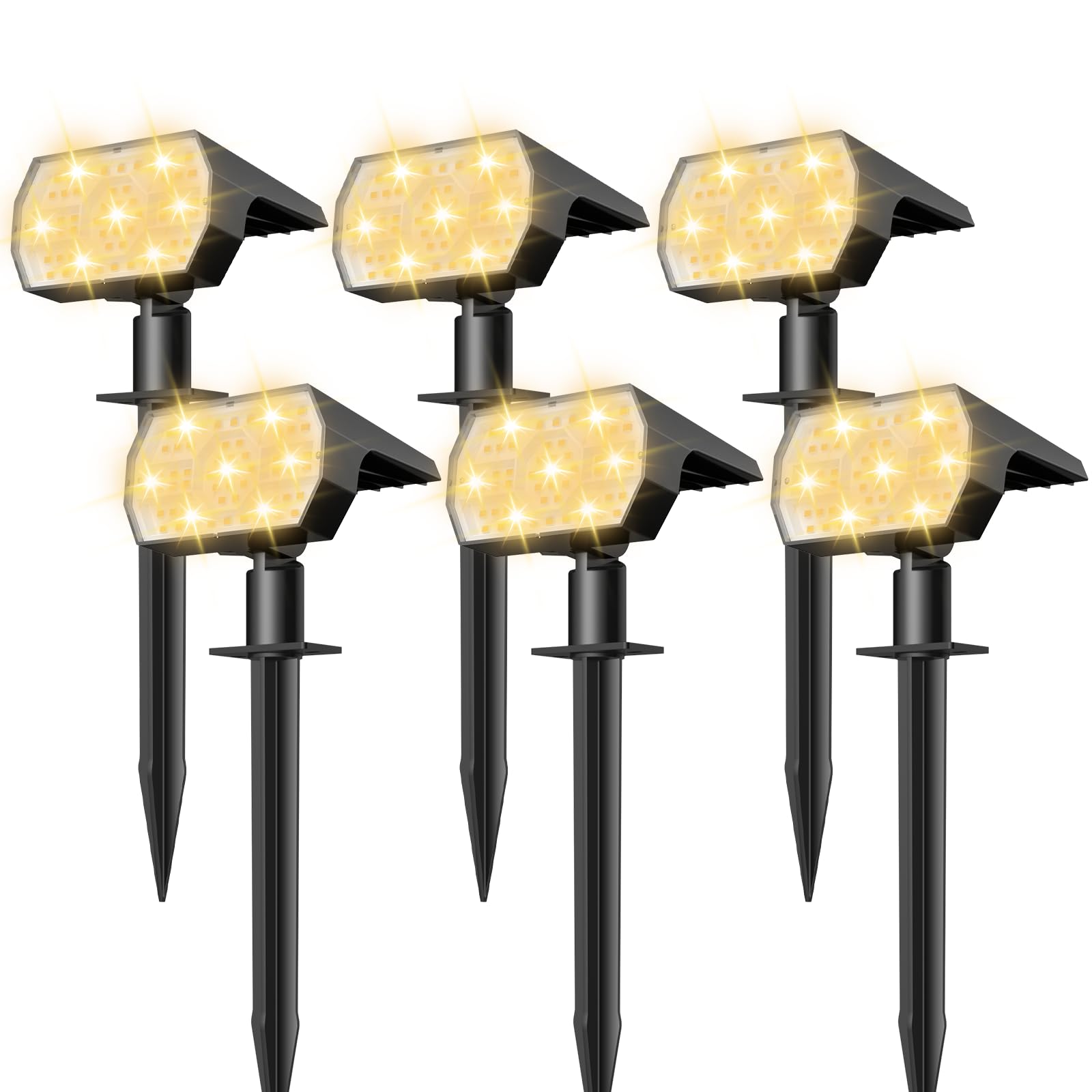 Nymphy 56 Led Solar Lights Outdoor, Ip68 Waterproof, 3 Modes, Warm White, 6 Pack For Garden