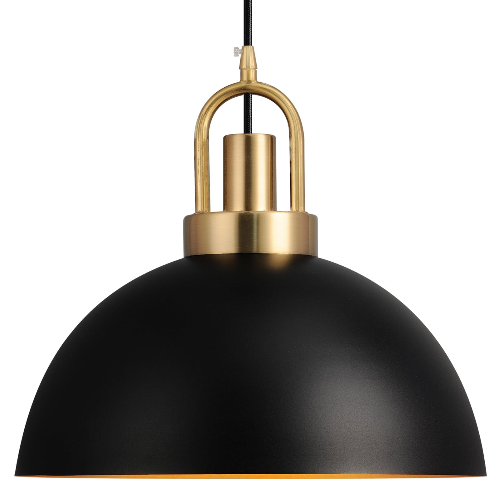 Eustace 13.7'' Matte Black and Gold Farmhouse Pendant Light, Adjustable Hanging Lamp,Industrial Ceiling Lights Fixture for Kitch