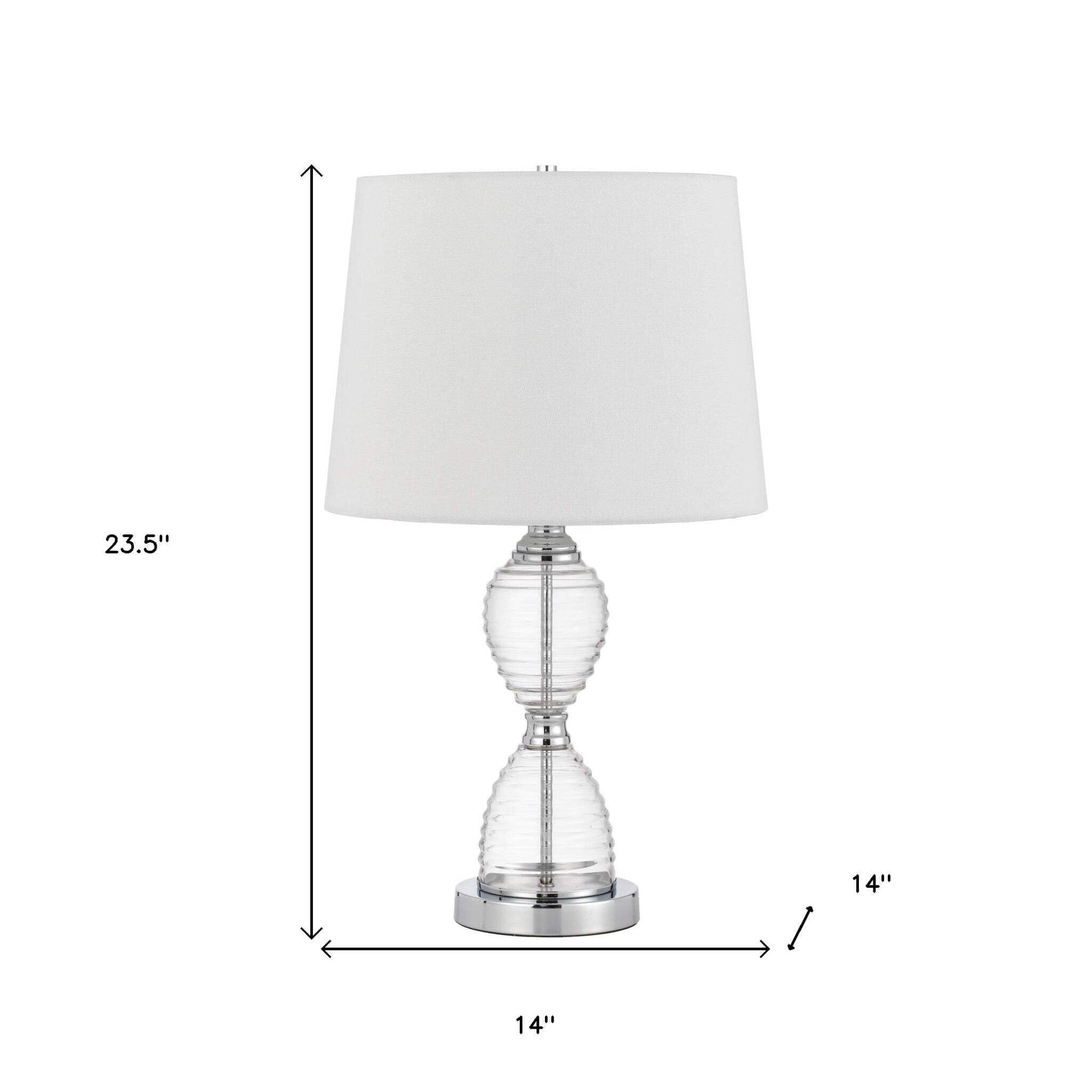 Homeroots 24 In. Metal Table Lamp With Empire Shade - Clear & White, Model 524726