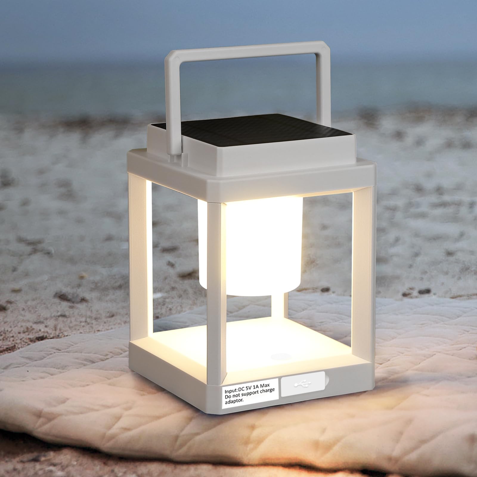 RIDALUX Solar Lantern - Portable Waterproof LED Light, Hanging Design, White, Rechargeable for Outdoor Use