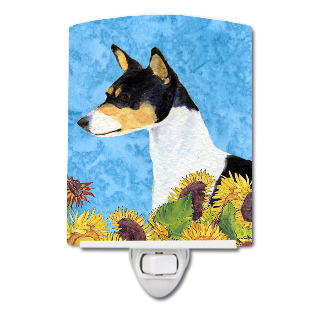 Caroline'S Treasures Ss4147Cnl Basenji In Summer Flowers Ceramic Night Light Compact, Ul-Certified, Ideal For Bedroom, Bathroom, Nursery, Hallway, Kitchen, 6X4X3, Multicolor