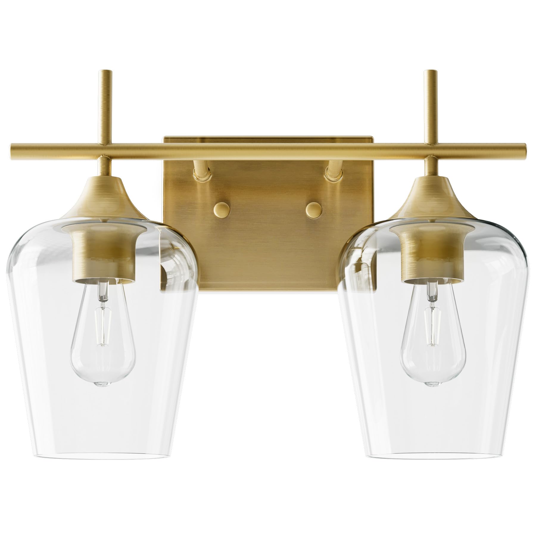 Vonluce Bathroom Vanity Light, 2-Light Bathroom Light Fixture Over Mirror, Vanity Light Fixtures With Clear Glass, Modern Wall S