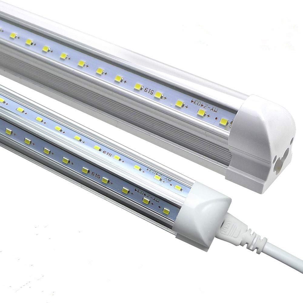 FALANFA LED Shop Light Fixture 4ft  T8 V Shape Integrated Led Bulbs 36W  6000K Cool White  Clear Cover 3600lm AC85-277V Dual-Sided LED Cooler Door Lights 25 Pack 