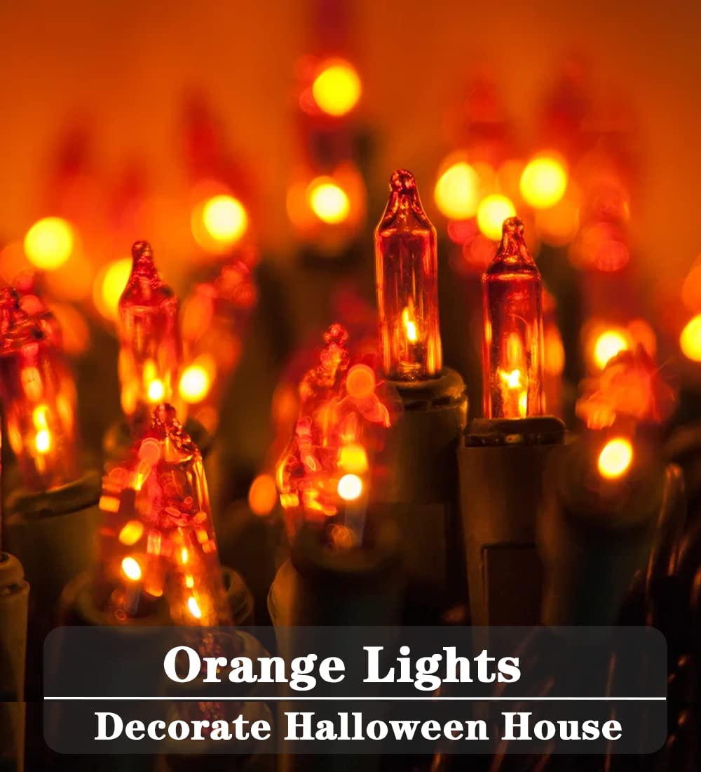 Dotwayaw Halloween Icicle Lights 8.5 Ft 150 Orange Lights Outdoor Halloween Decorations Outdoor Orange Halloween Lights…