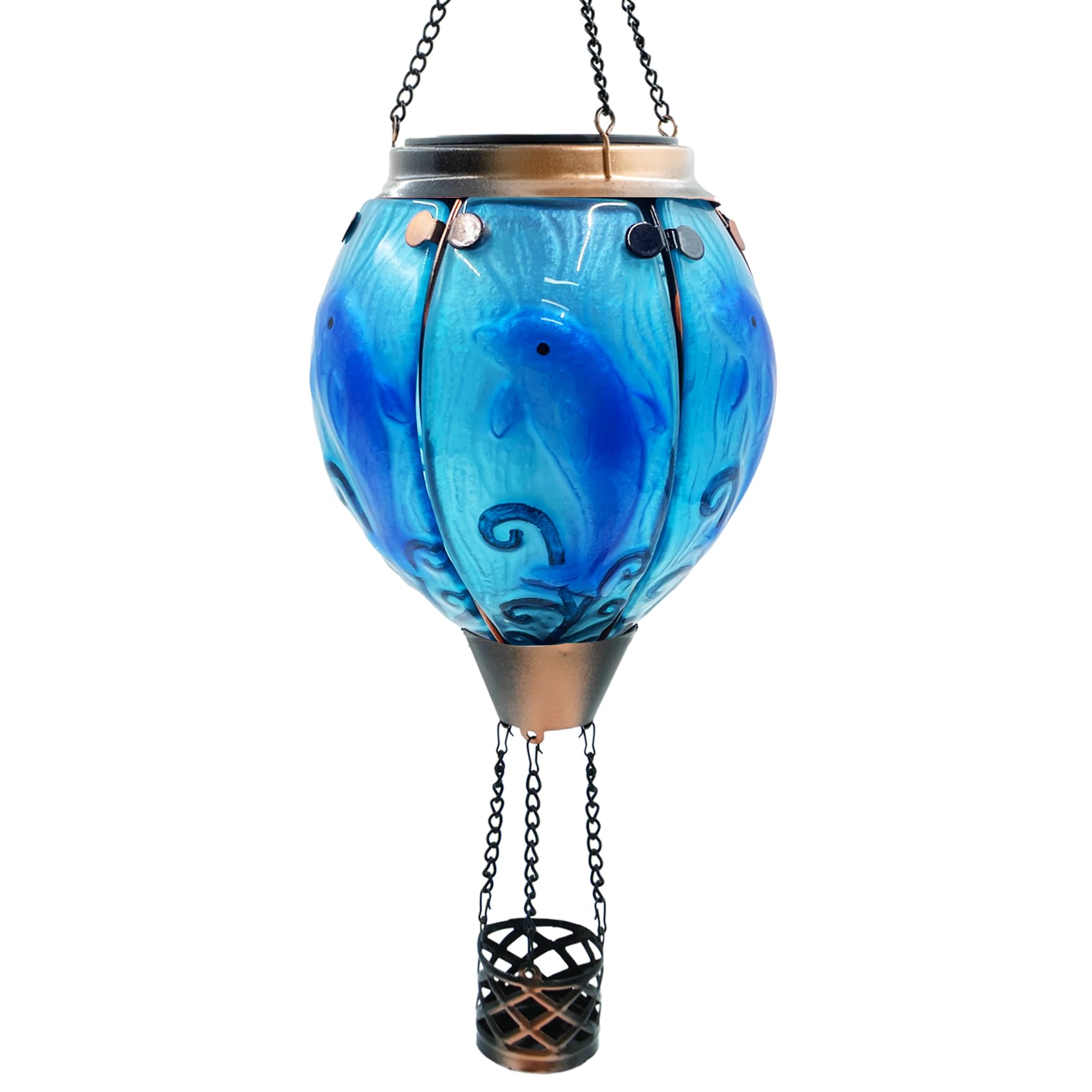teyigarden Glass Solar Lantern Outdoor Flickering Light Waterproof Dolphin