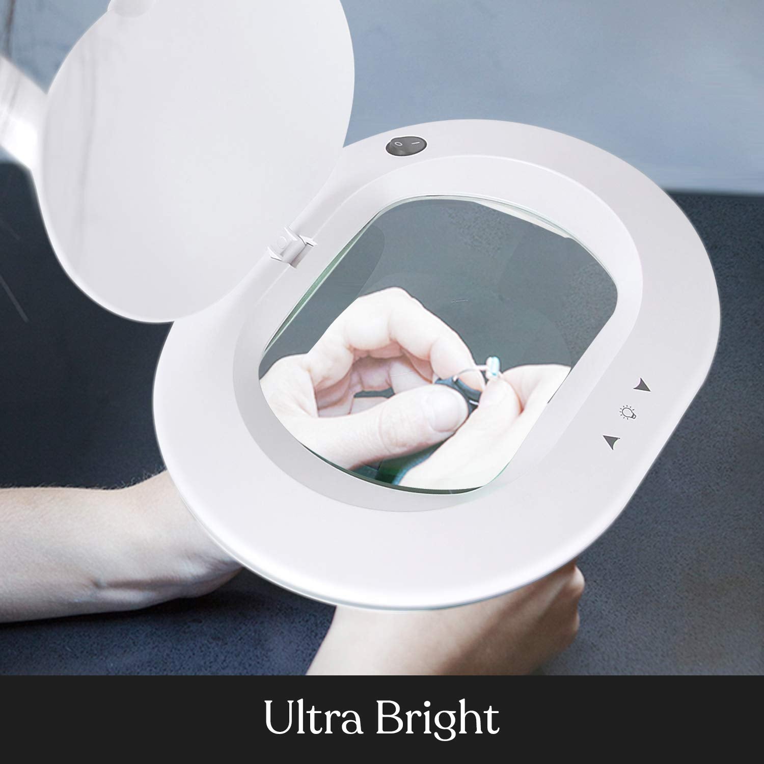 Brightech LightView Pro Magnifying Floor Lamp - 2.25x Magnification, White, LED Work Light with Stand, Model LTVPRB-W-XL