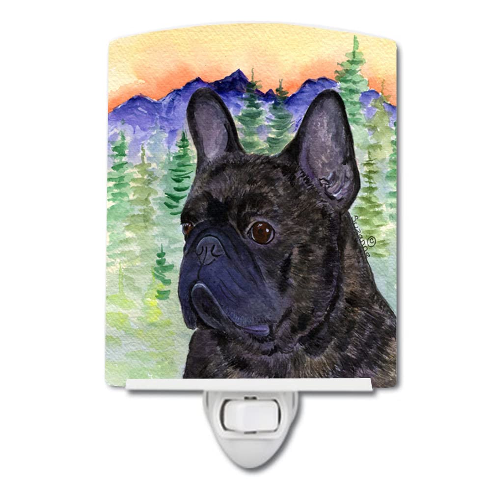 Caroline'S Treasures Ss8257Cnl French Bulldog Ceramic Night Light Compact, Ul-Certified, Ideal For Bedroom, Bathroom, Nursery, Hallway, Kitchen, 6X4X3, Multicolor