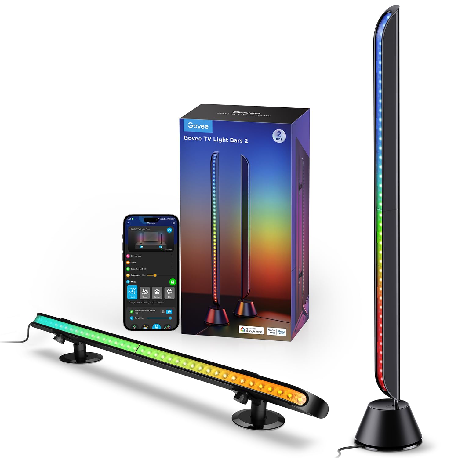 Govee Smart TV Light Bars, Upgraded 31 Inch LED Light Bars with Scene and Music Modes, RGBIC WiFi TV Light Bars, Multiple Placem