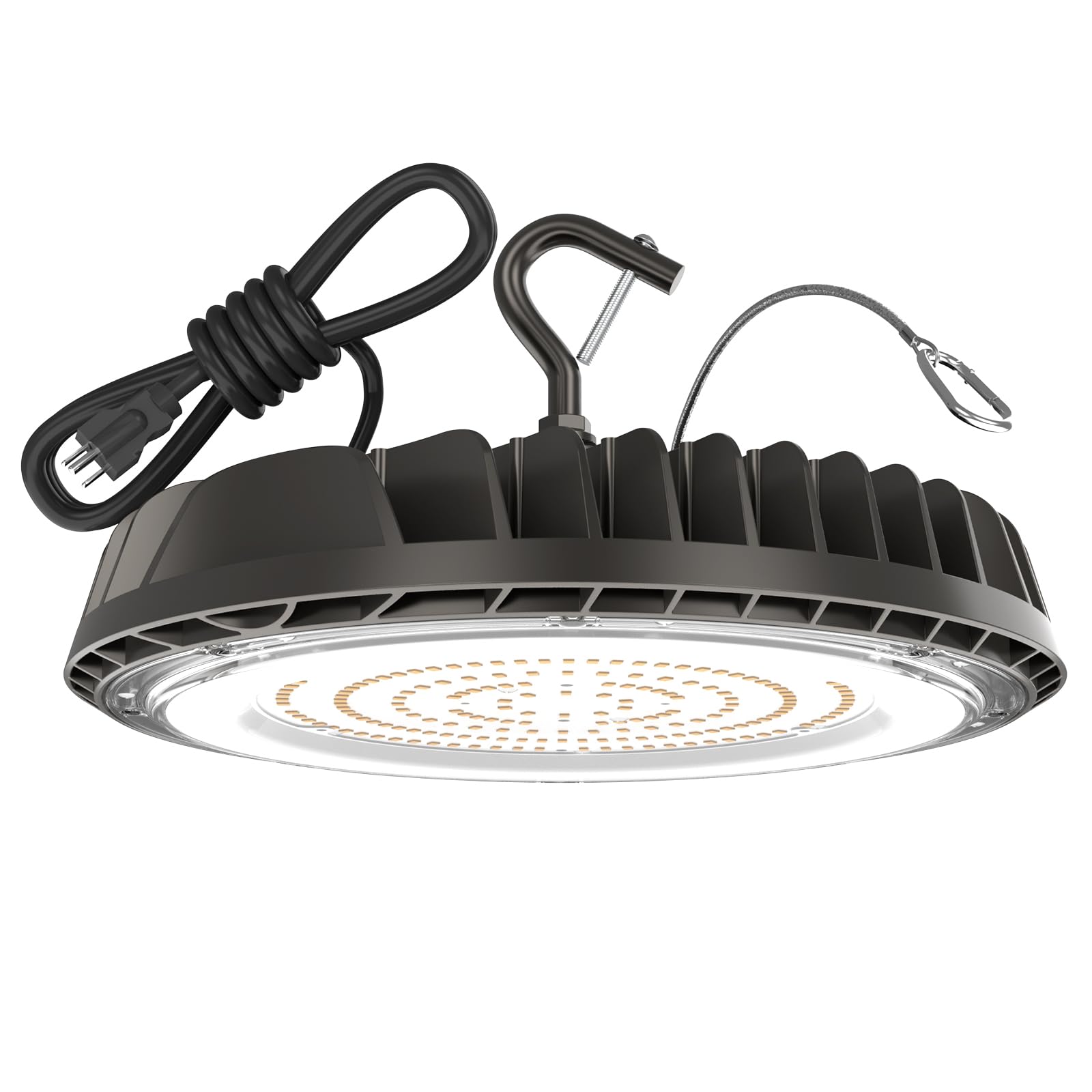 HYPERLITE LED High Bay Light 100W 14000LM 5000K with US Plug High Bay LED Lights for 10-14FT Workshop Garage Shop Barn