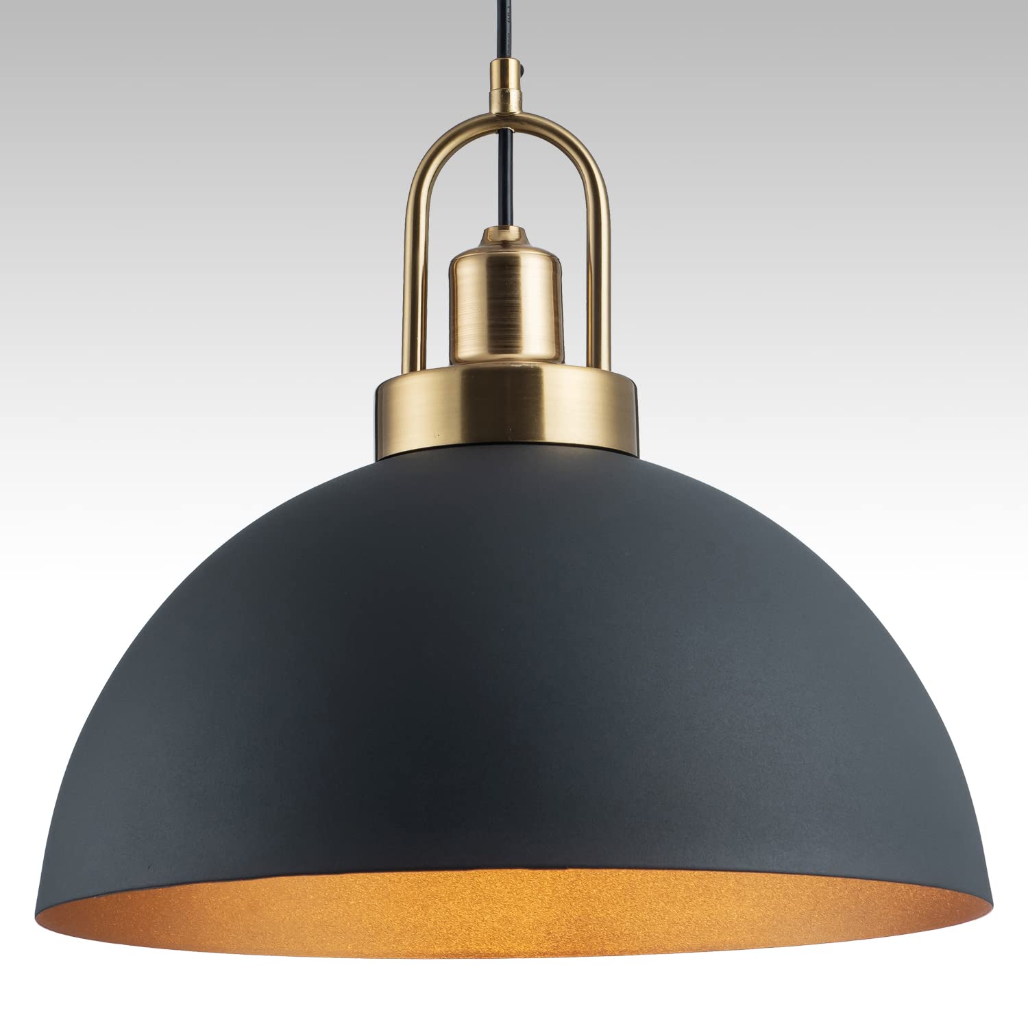 YHANFENGCY Vintage Pendant Light 13.58 &quot;Industrial Pendant Light Dome Black and Gold line Length 78.74&quot; for Kitchen Island, Dining Room, Bedroom,Farmhouse Pendant Lighting
