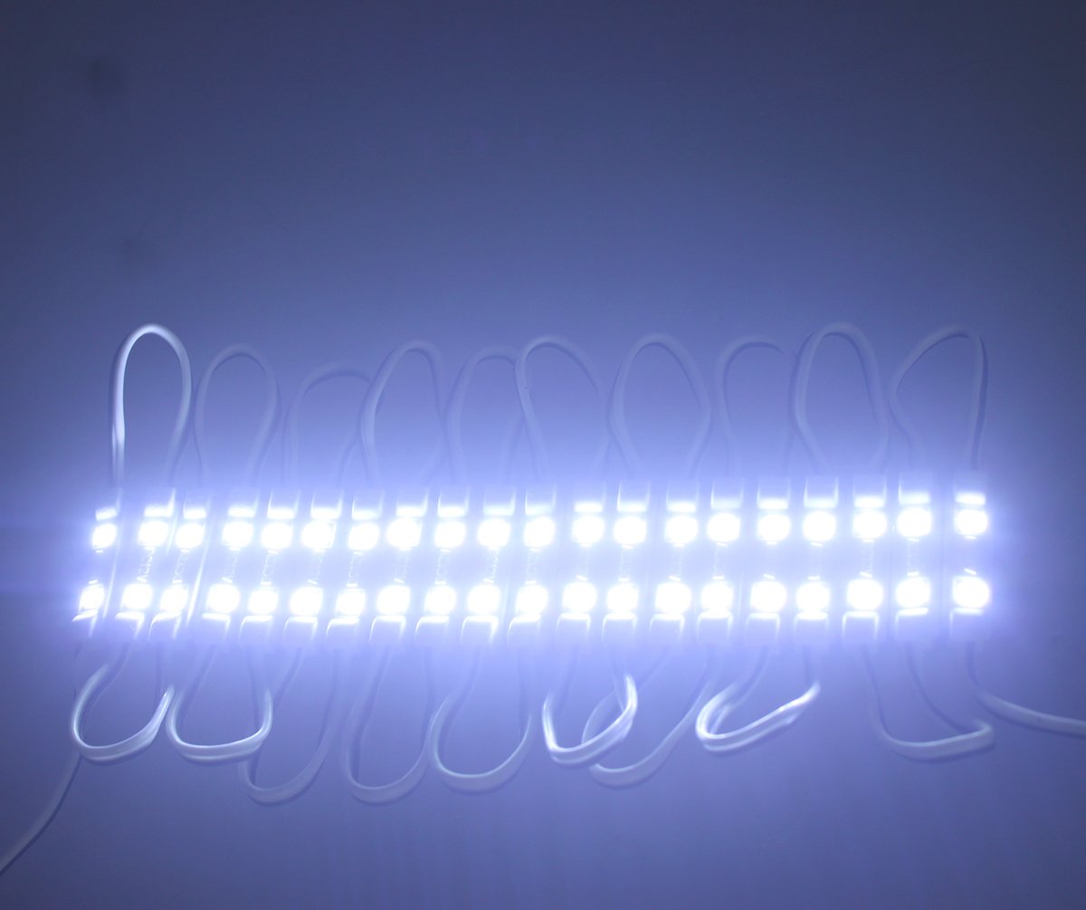 Rextin Super Bright 200Pcs Mini 2835 2 Led Module Dc12V Waterproof Decorative Light For Letter Sign Advertising Signs With Tape Adhesive Backside (White)