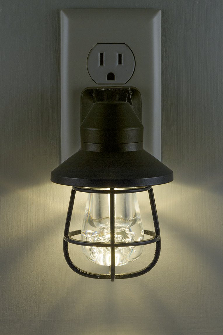 GE Vintage LED Night Light, Dusk to Dawn Sensor, 1 Pack, Black, Model 38628, Plastic, Farmhouse Decor, Ambient Lighting