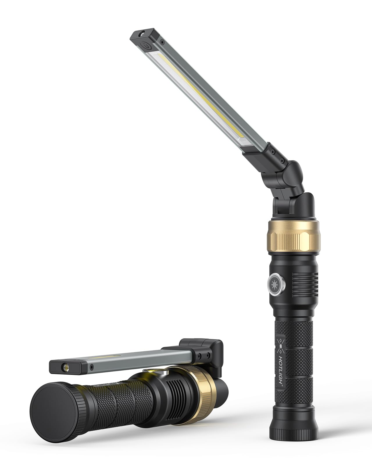 HOTLIGH Rechargeable Work Light - 1200 Lumens, 3 Lighting Modes, Magnetic, 360° Rotate, Model ZF7549, Black