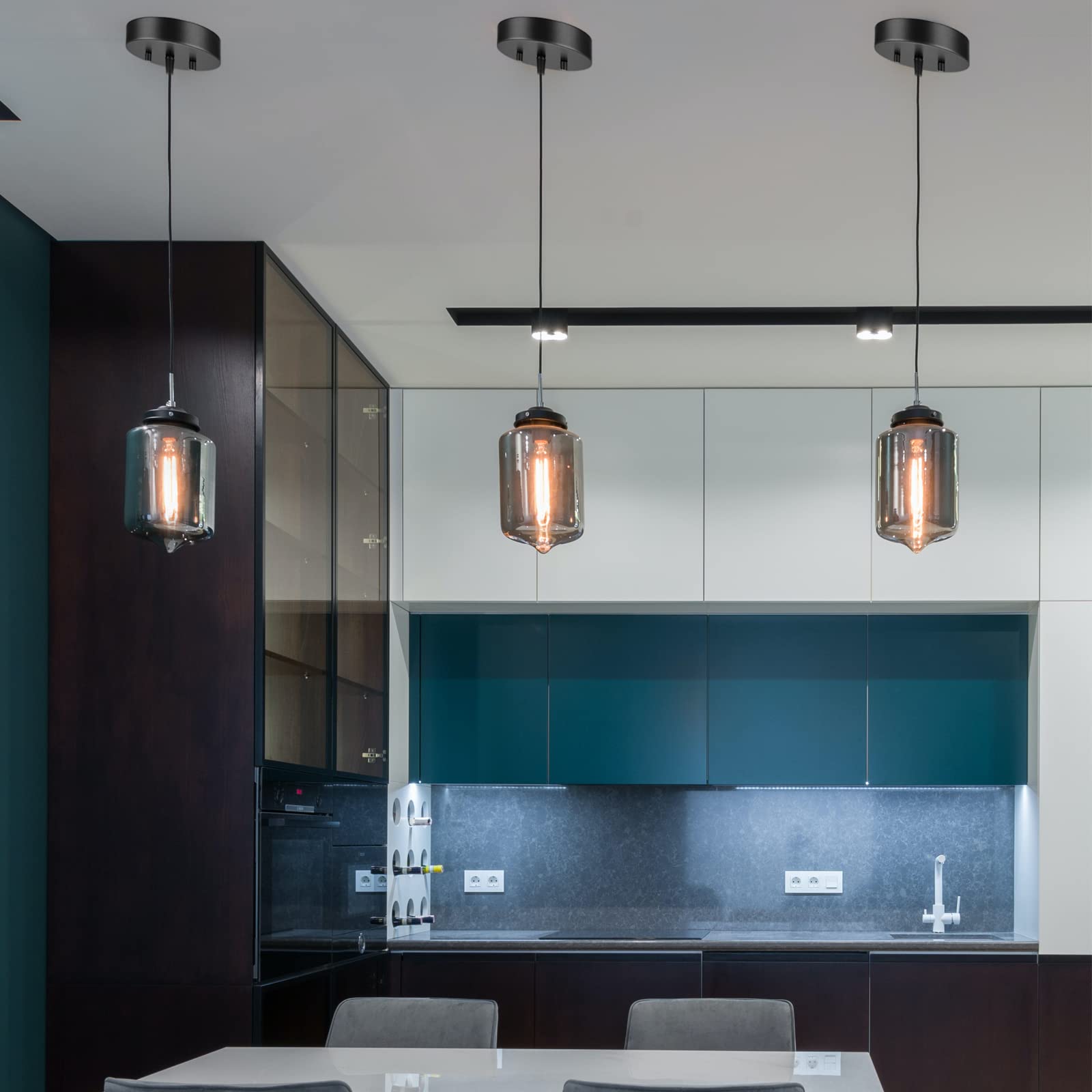 Canomo 6 Inch Black Ceiling Plate Kit For Pendant Light & Chandelier With Hardware