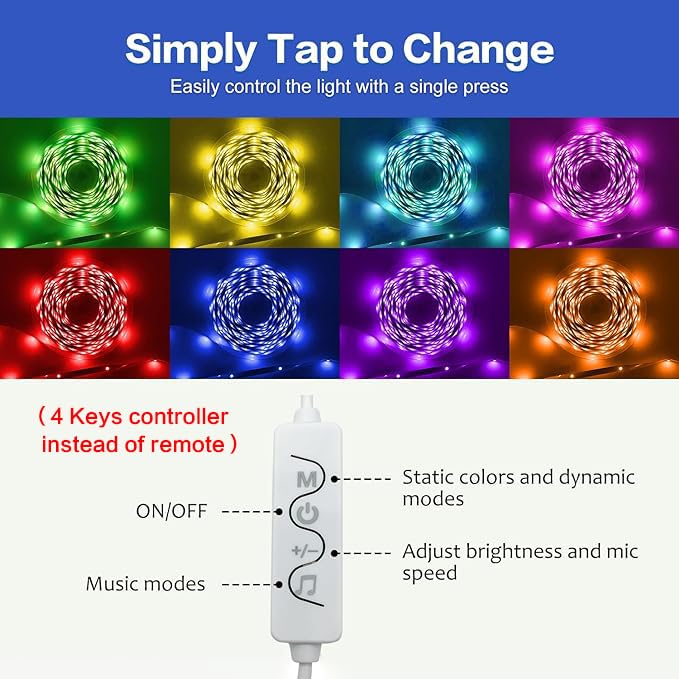 Fonewe 50Ft Led Lights For Bedroom Led Strip Lights Led Light Strip With App Led Lights For Home Decoration