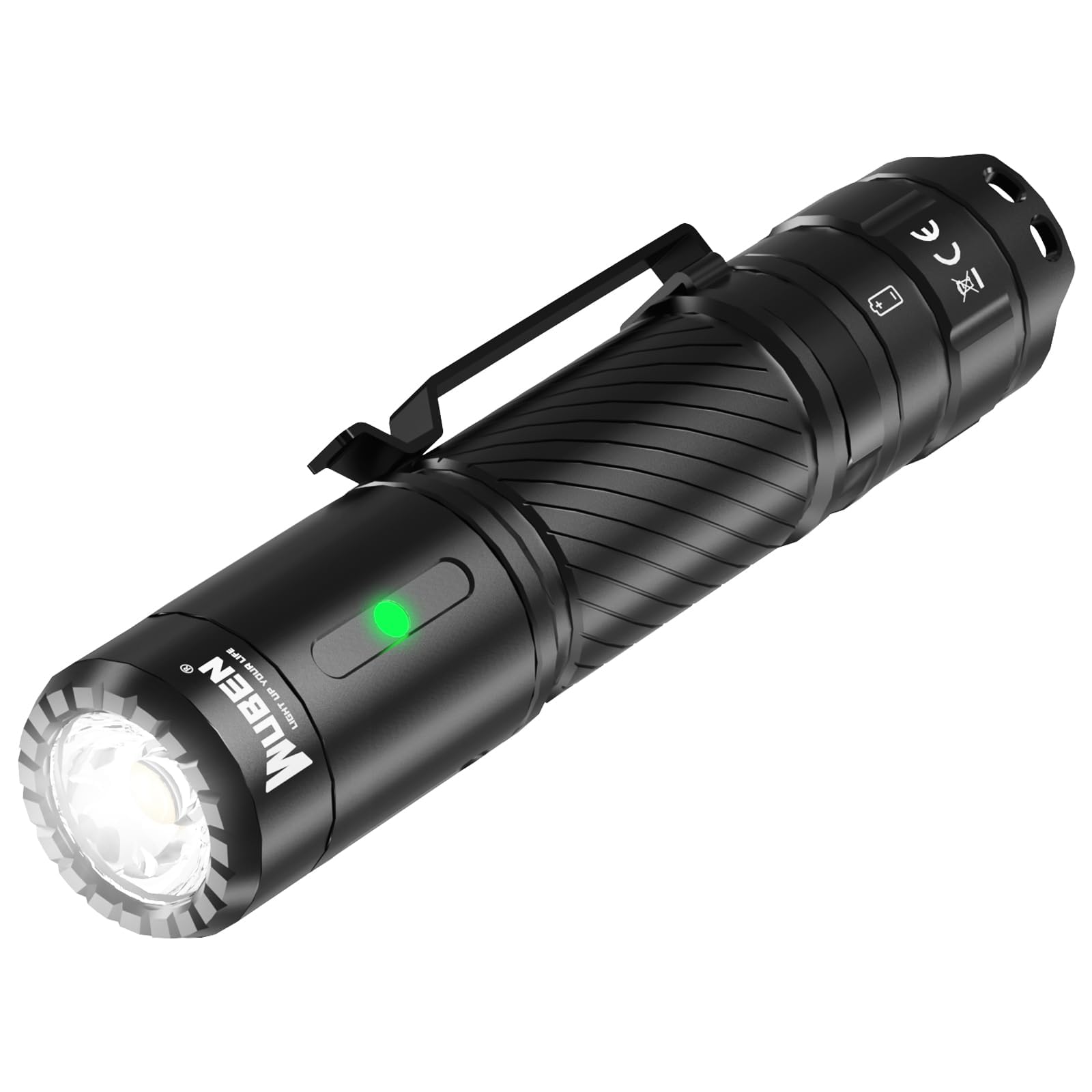 WUBEN C3 Rechargeable Flashlight, 1200 Lumens, LED Tactical Light, IP68 Waterproof, Gray, Aluminum, Model C3-01