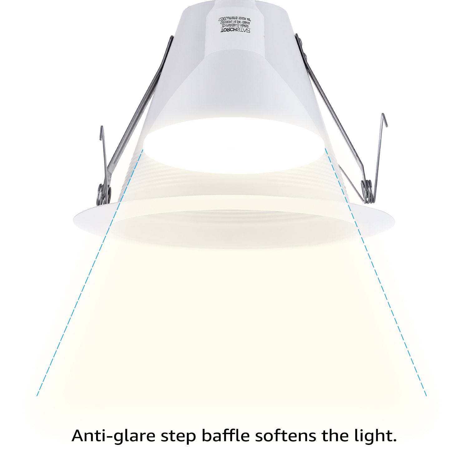 TORCHSTAR 12-Pack Recessed Can Light Trim, 6 Inch, White, IC-Rated Anti-Glare, Self-Flanged, Model XO1LRLT-6-12PW