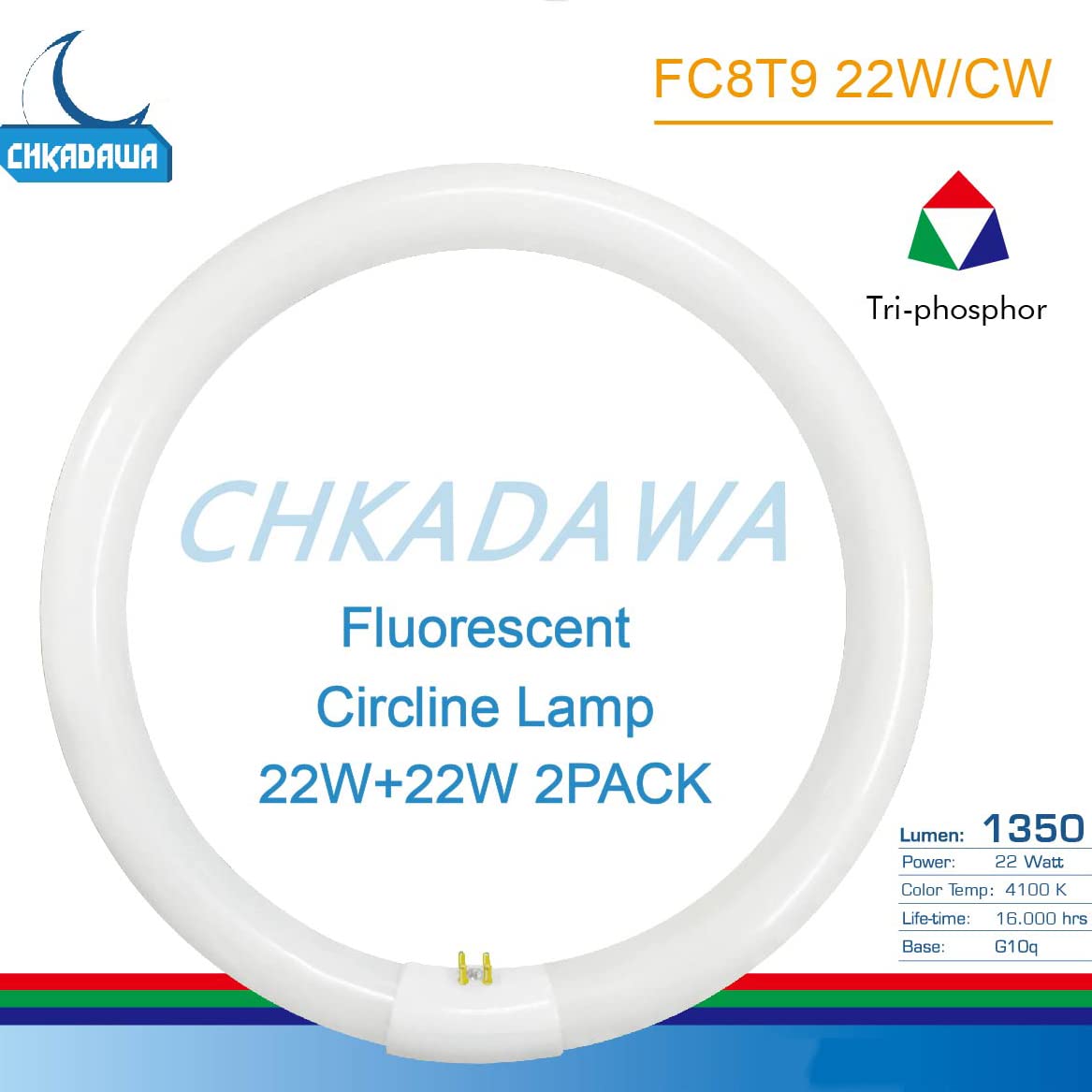 Chkadawa Fc8T9/Cw Circular Fluorescent Light Bulb, 8 Inch Round T9 22W Circline Bulbs Replacement For Circle Ceiling Fixture, Co