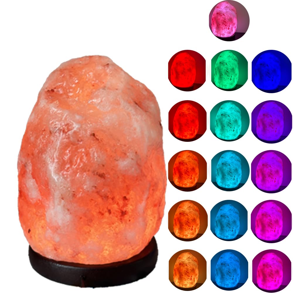 Liuliuyoyo 16 Colors Remote Salt Himalayan Salt Lamp Natural Crystal Salt Rock Lamp Hand Carved Night Lights, USB Salt Crystal L