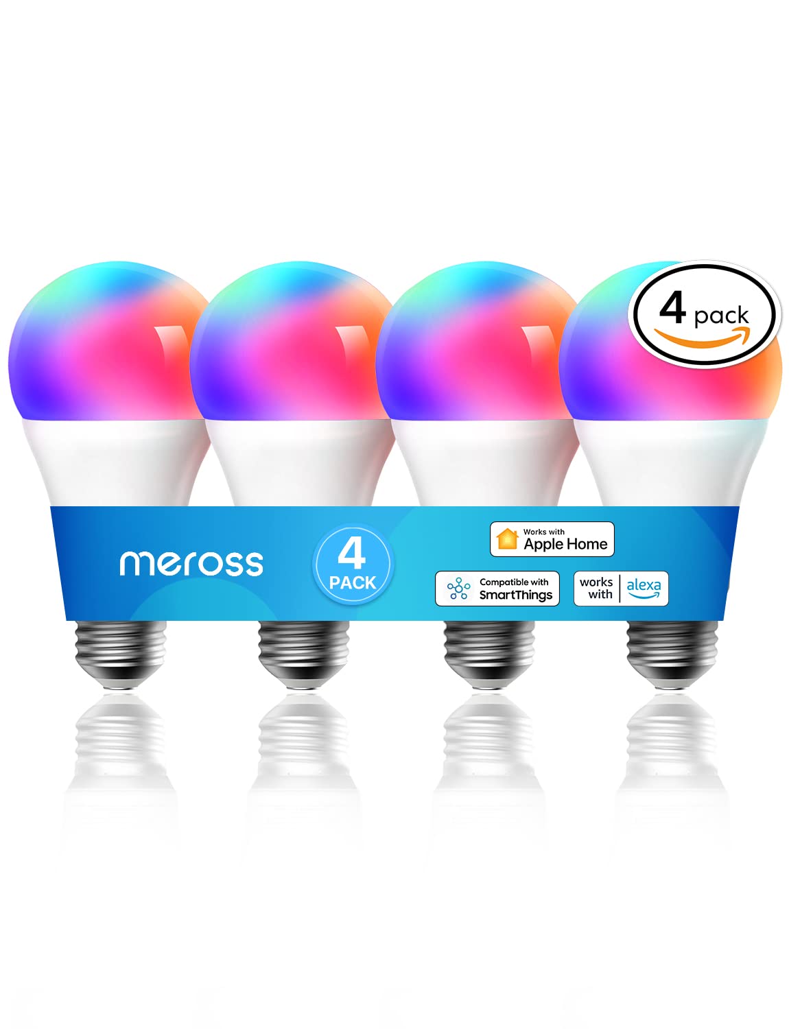 Meross Smart Light Bulb, Smart Wifi Led Bulbs Compatible With Apple Homekit, Siri, Alexa, Smartthings, Dimmable E26 Multicolor 2