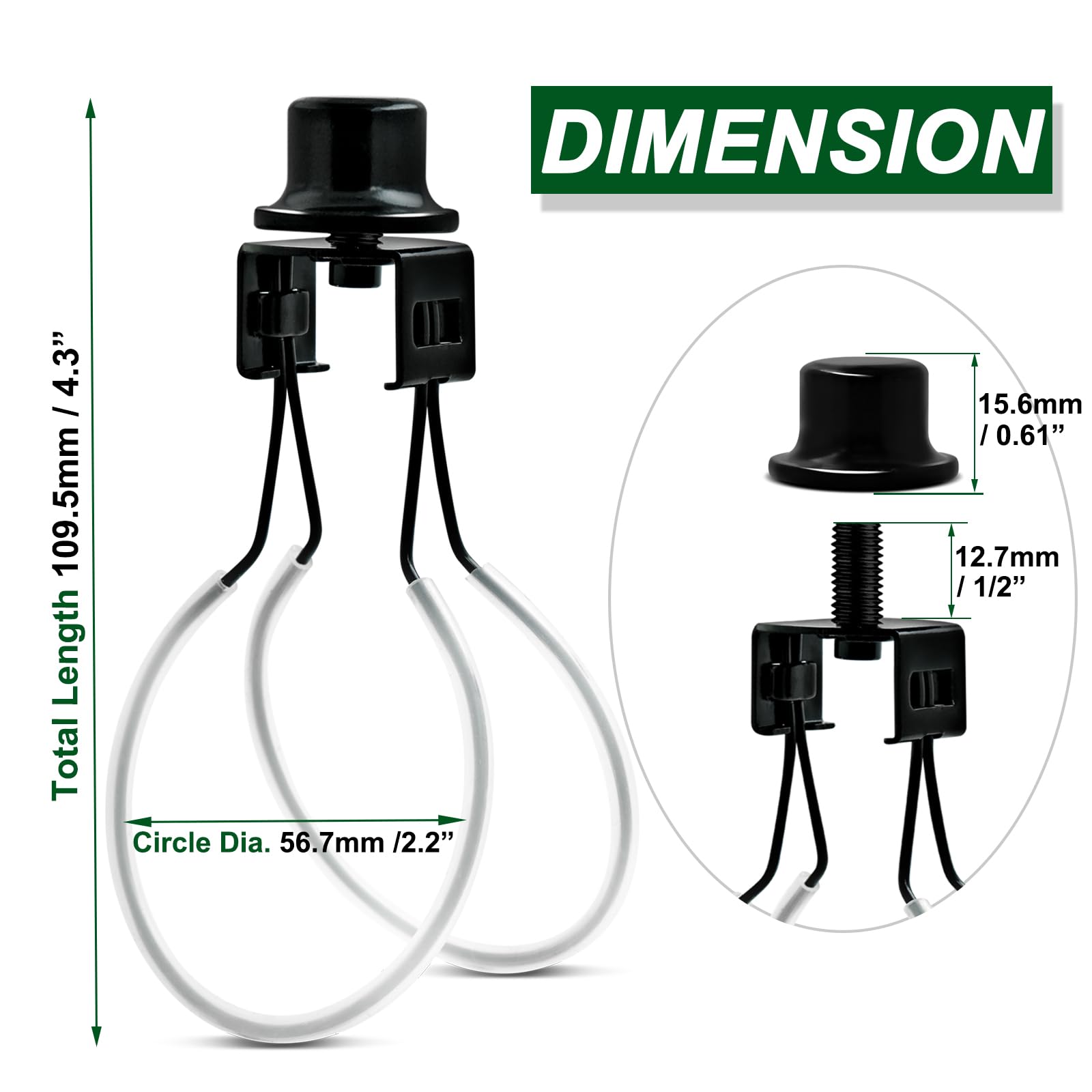 Emnooti Lamp Shade Clip Adapter - Metal, Black, 2Pcs, Includes Finial & Levellers For Secure Fit, Model Sl-Vg106