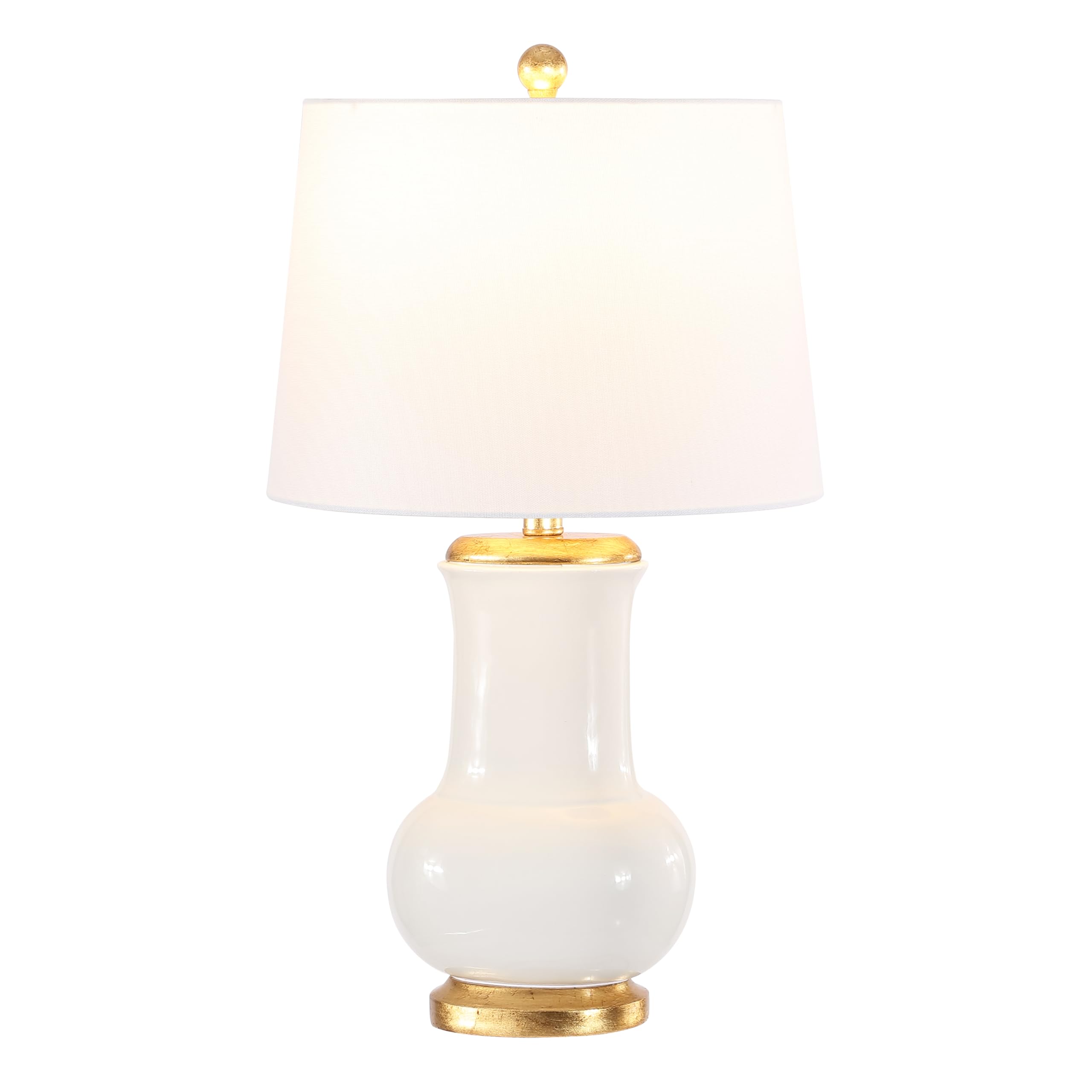 SAFAVIEH Lighting - Emberson 25-Inch Ceramic Table Lamp - Ivory & Gold - Contemporary Sculpted Body Design - Ideal for Living Ro