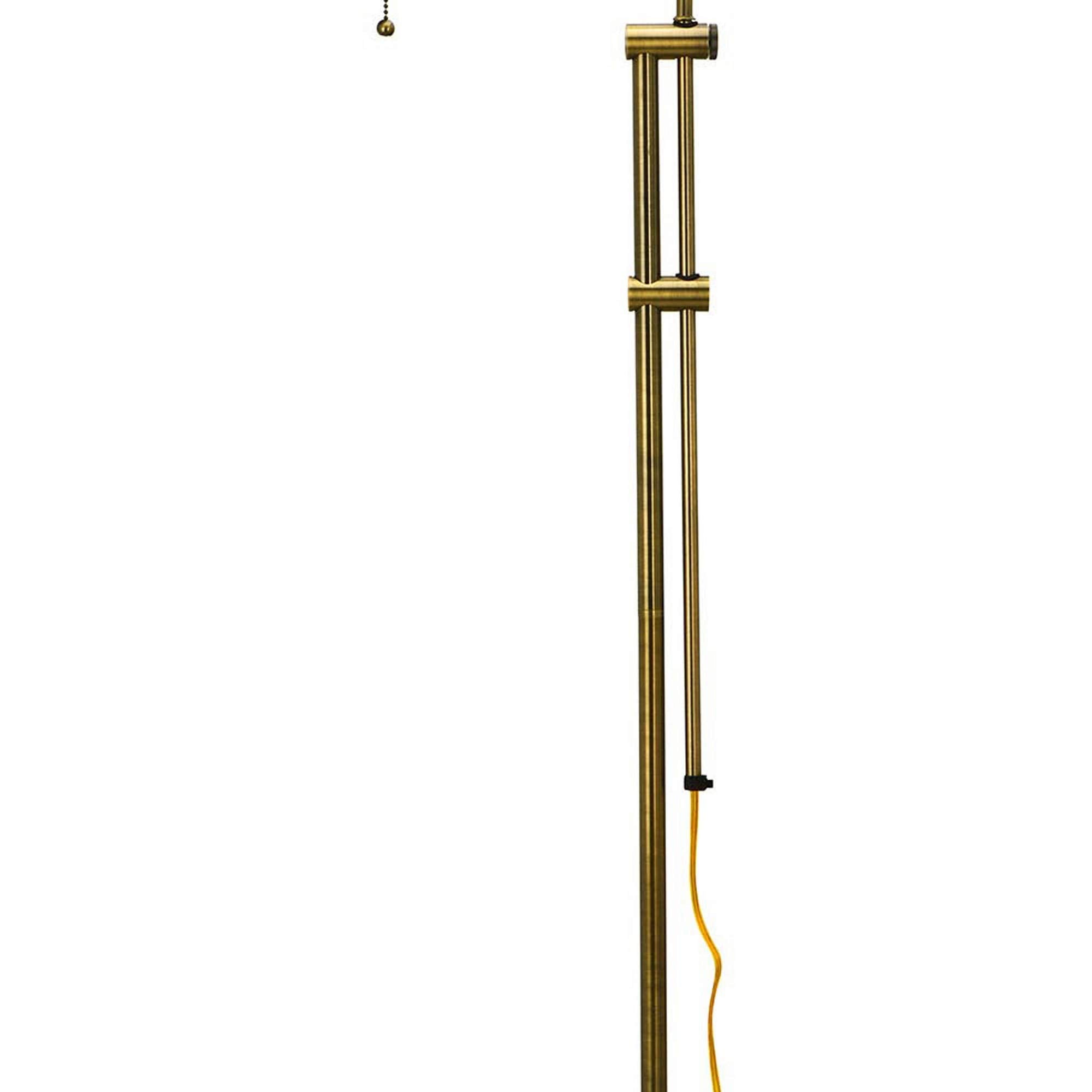 Benzara Metal Rectangular Floor Lamp, Adjustable Pole, Model BM225079, Gold