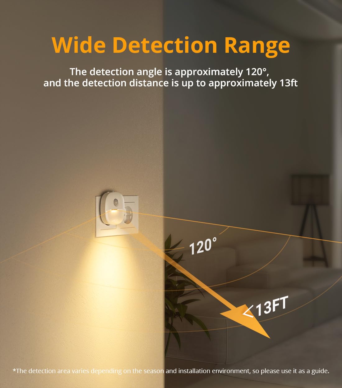 Lyridz Plug-in Night Light with Motion Sensor, Dimmable Warm White, 1-50lm Brightness, 2 Pack, Model A5101