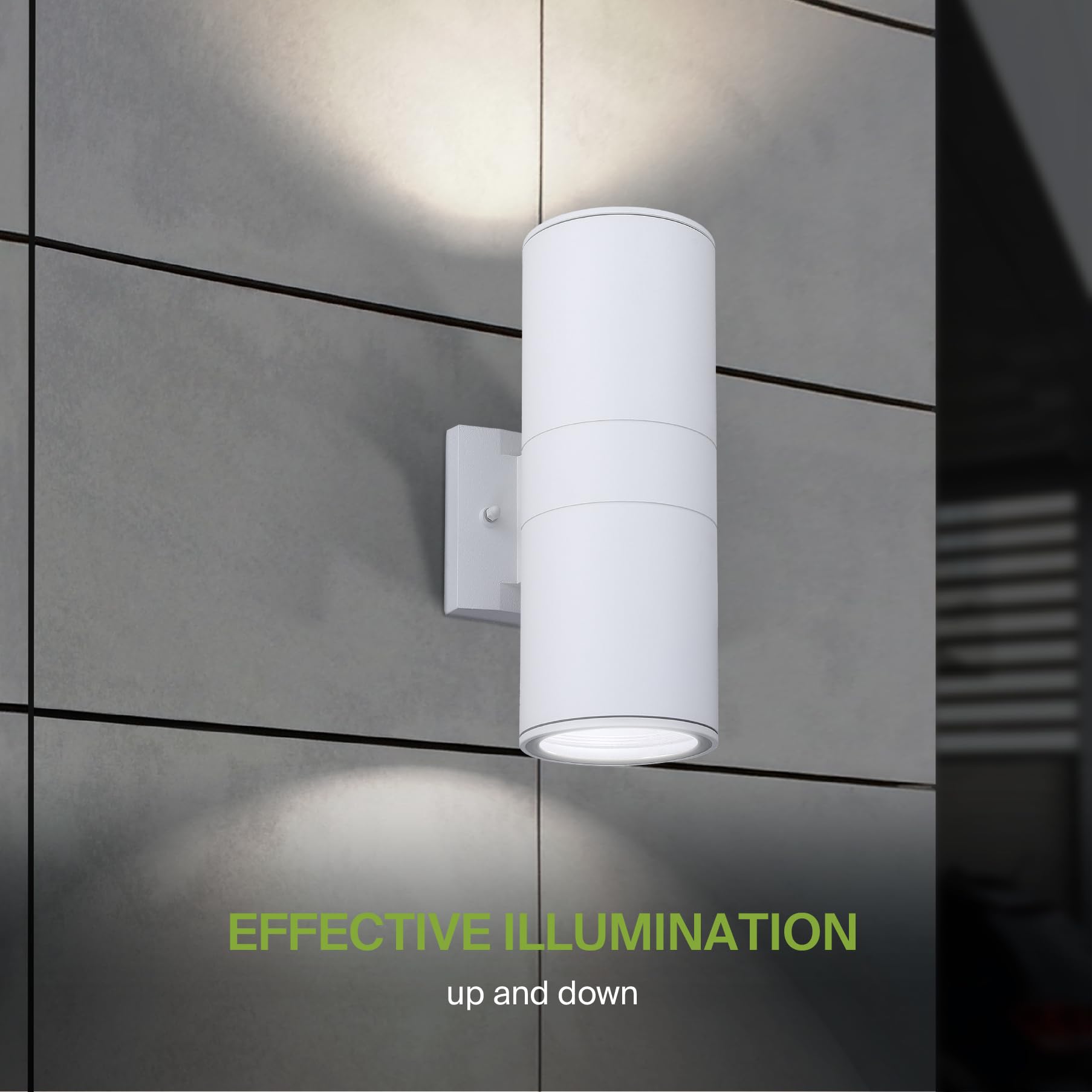 ASD Outdoor Wall Light Fixture | 2 Light Dusk to Dawn | E26 Bulb Socket | Round | White | Model A-OCLR-2A-WH