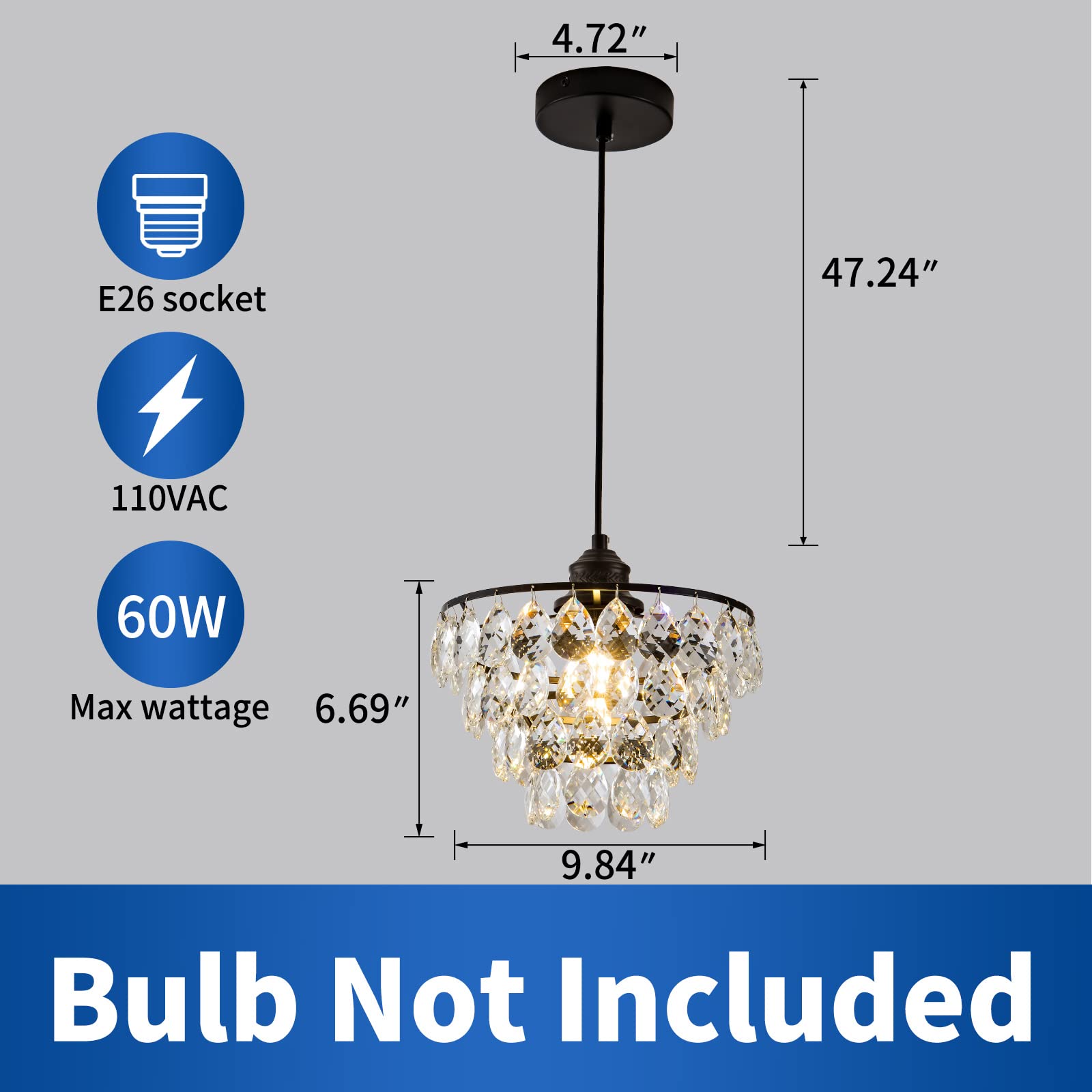 Modern Crystal Chandelier Light Fixtures, Mini Crystal Chandelier Ceiling Light Small, Raindrop Pendant Lighting, Black Ceiling