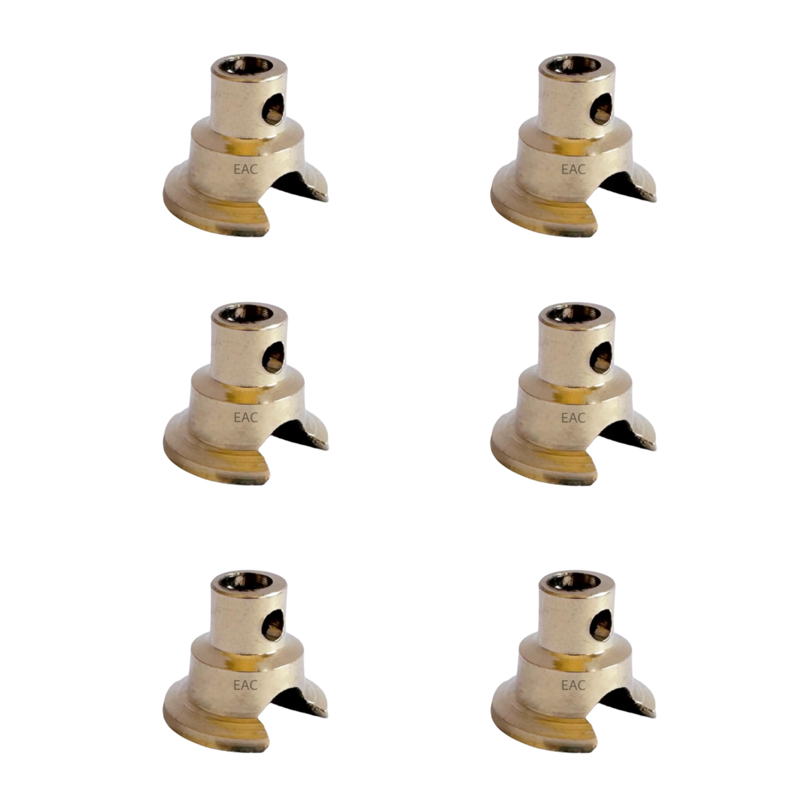EAC Pure Brass Round Wick Holder for All Types of Pooja Diya, Oil Lamp, Deepak Thiri Stand for Batti Holder (Pack of 6)