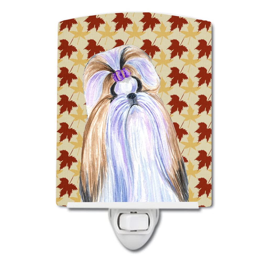 Carolines Treasures Ceramic Night Light, Shih Tzu Fall Leaves Portrait, UL-Certified, 6x4x3, Multicolor, Model SS4391CNL